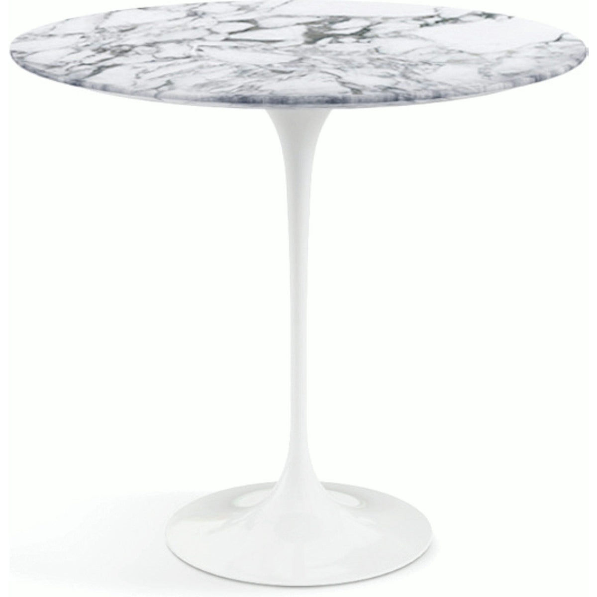 Saarinen Side Table - 22” Oval side/end table Knoll White Arabescato marble, Satin finish 
