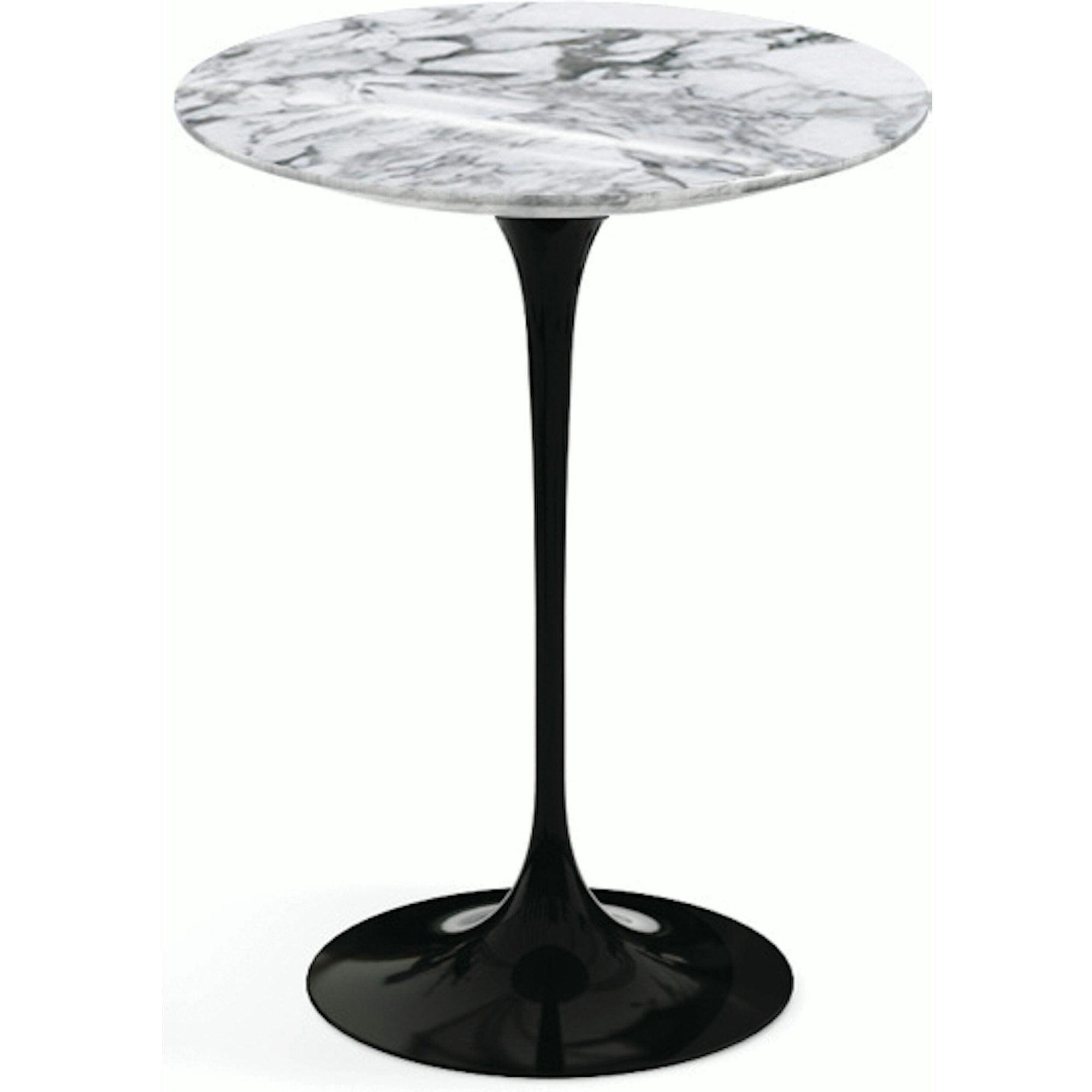 Saarinen Side Table - 16" Round side/end table Knoll Black Arabescato marble, Shiny finish 