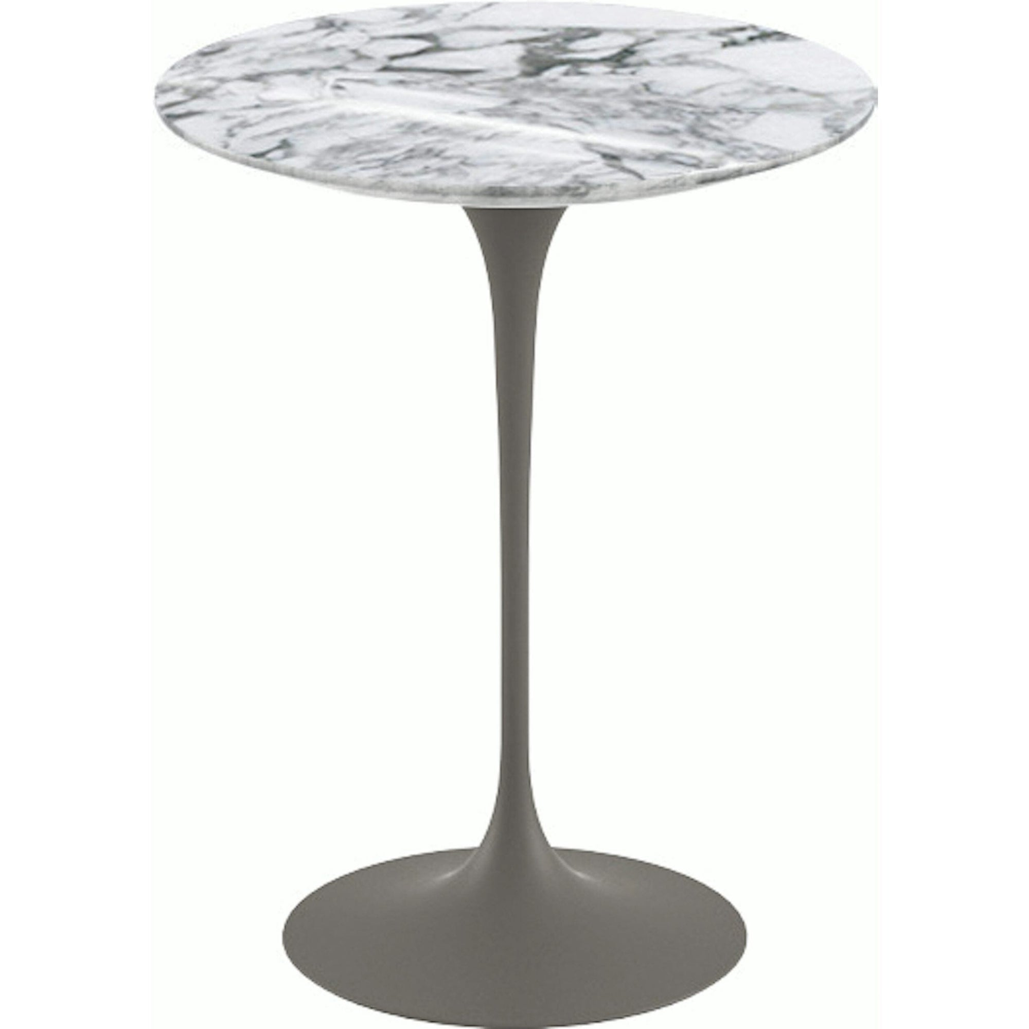 Saarinen Side Table - 16" Round side/end table Knoll Grey Arabescato marble, Shiny finish 