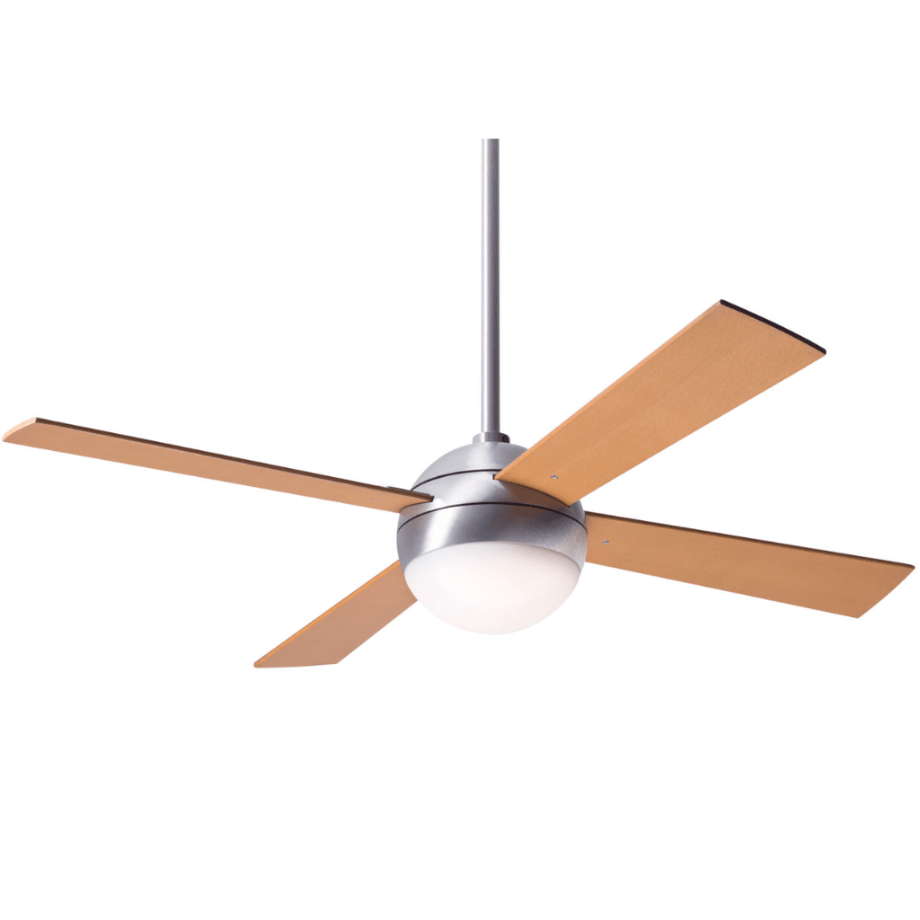 Ball 42" Ceiling Fan Ceiling Fans Modern Fan Co Brushed Aluminum Maple Fan Speed Only Without Light