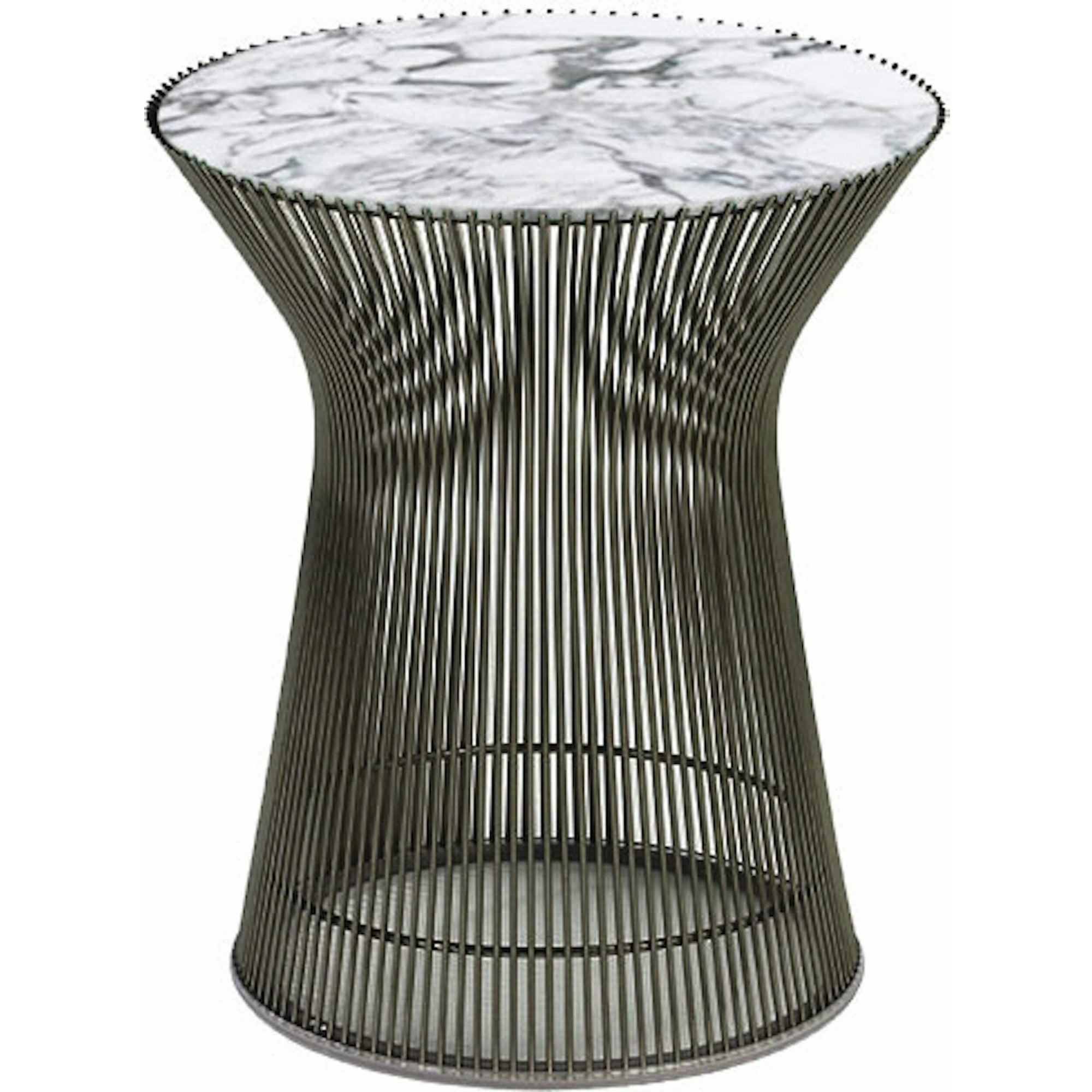 Platner Side Table side/end table Knoll Metallic Bronze Arabescato marble, Shiny finish 