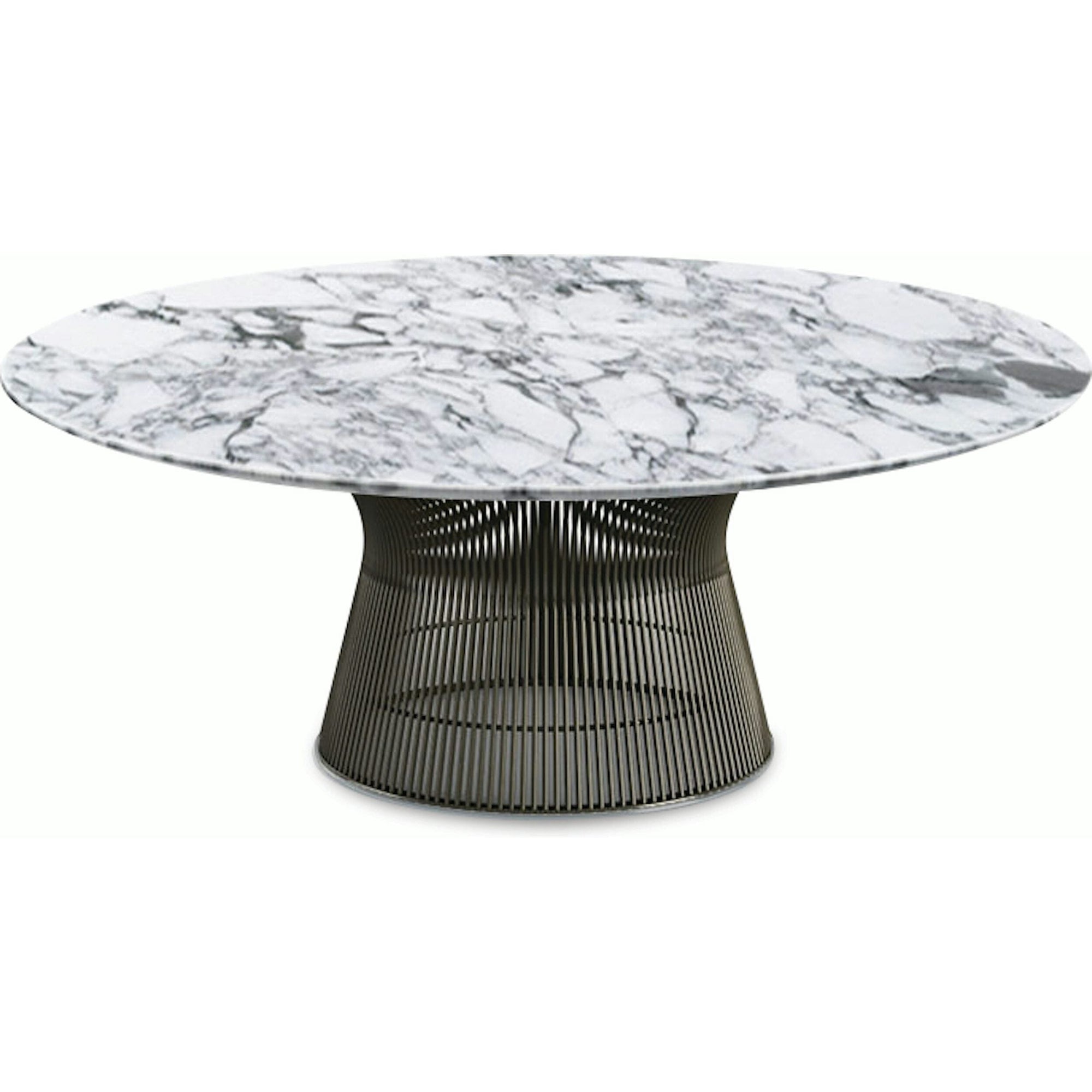 Platner Bronze 42" Coffee Table Coffee Tables Knoll Polished Finish Arabescatto Marble Top: White-grey 