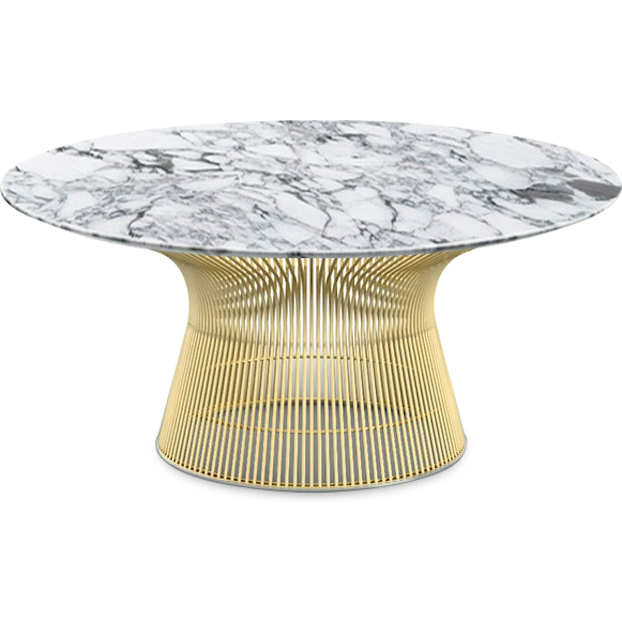 Platner Coffee Table - 36" in Gold Coffee Tables Knoll 18K Gold plated Arabescato marble, Polished finish 