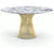 Platner Dining Table - 54 Inch Dining Tables Knoll 18K Gold Plated Arabescato marble, Shiny finish 