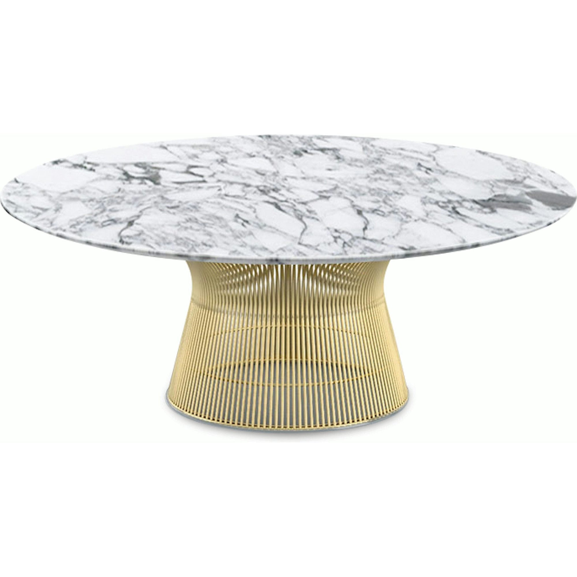 Platner Coffee Table - 42" in Gold Coffee Tables Knoll 18K Gold plated Arabescato marble, Satin finish 
