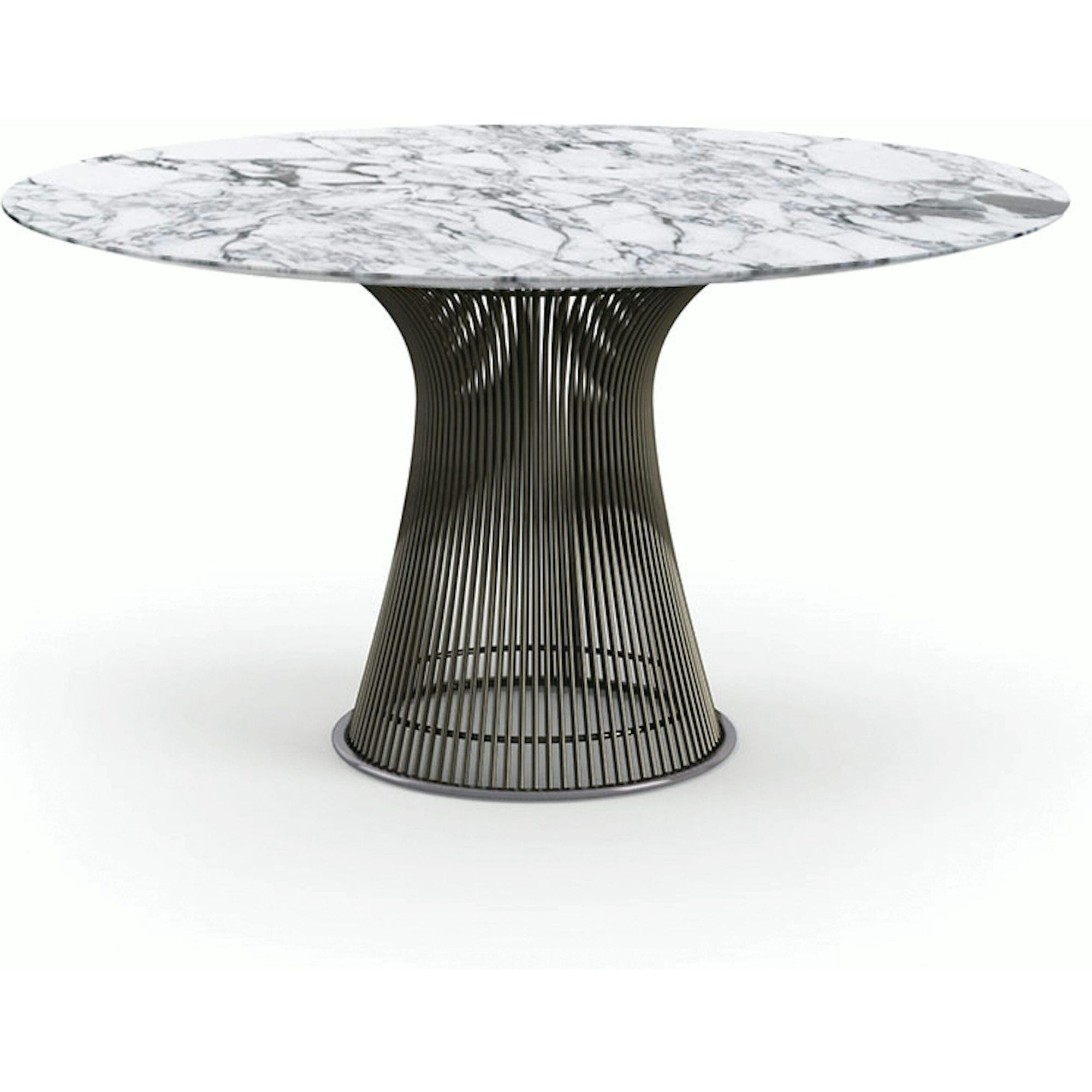 Platner Dining Table - 54 Inch Dining Tables Knoll Metallic Bronze Arabescato marble, Satin finish 