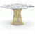 Platner Dining Table - 54 Inch Dining Tables Knoll 18K Gold Plated Arabescato marble, Satin finish 