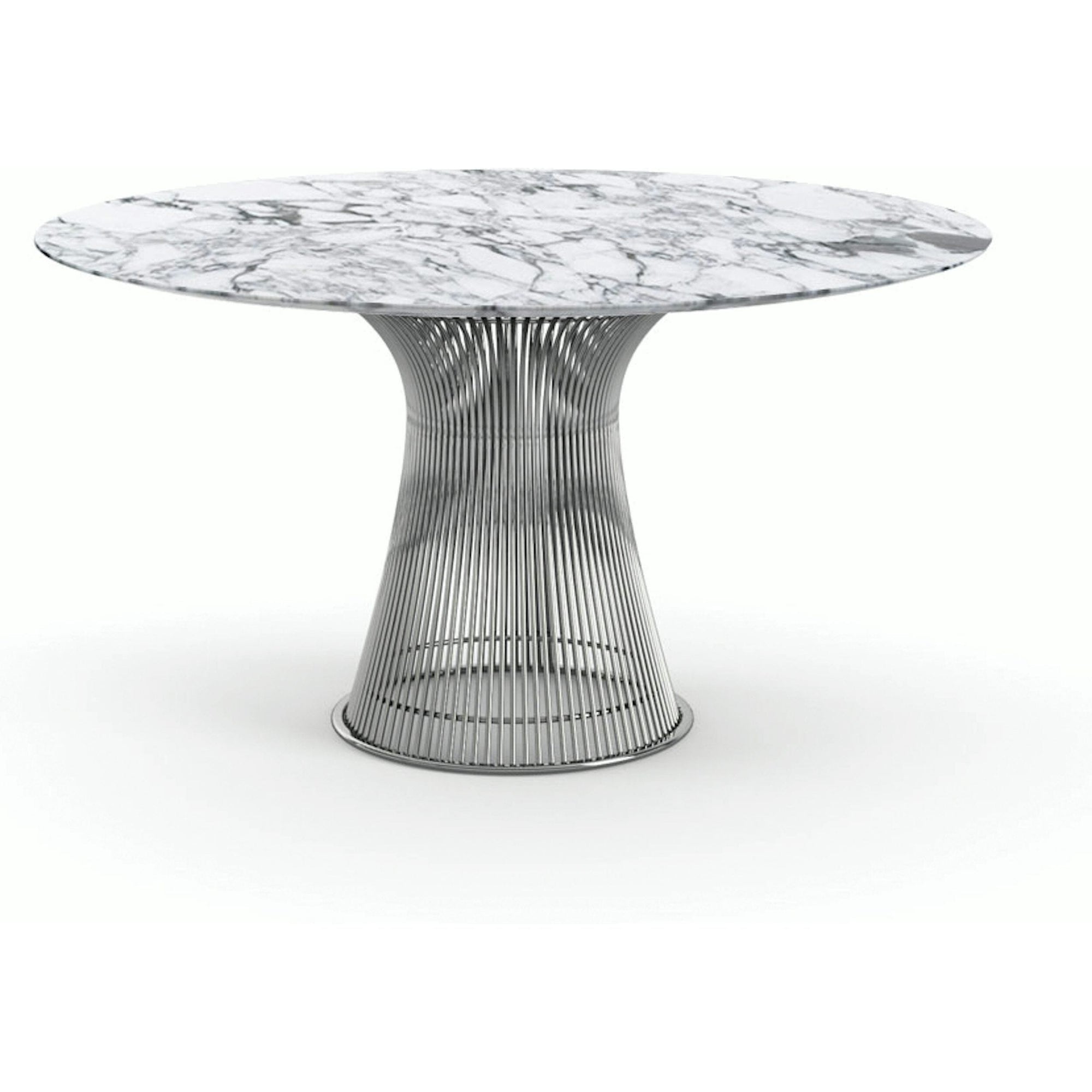 Platner Dining Table - 54 Inch Dining Tables Knoll Polished Nickel Arabescato marble, Satin finish 