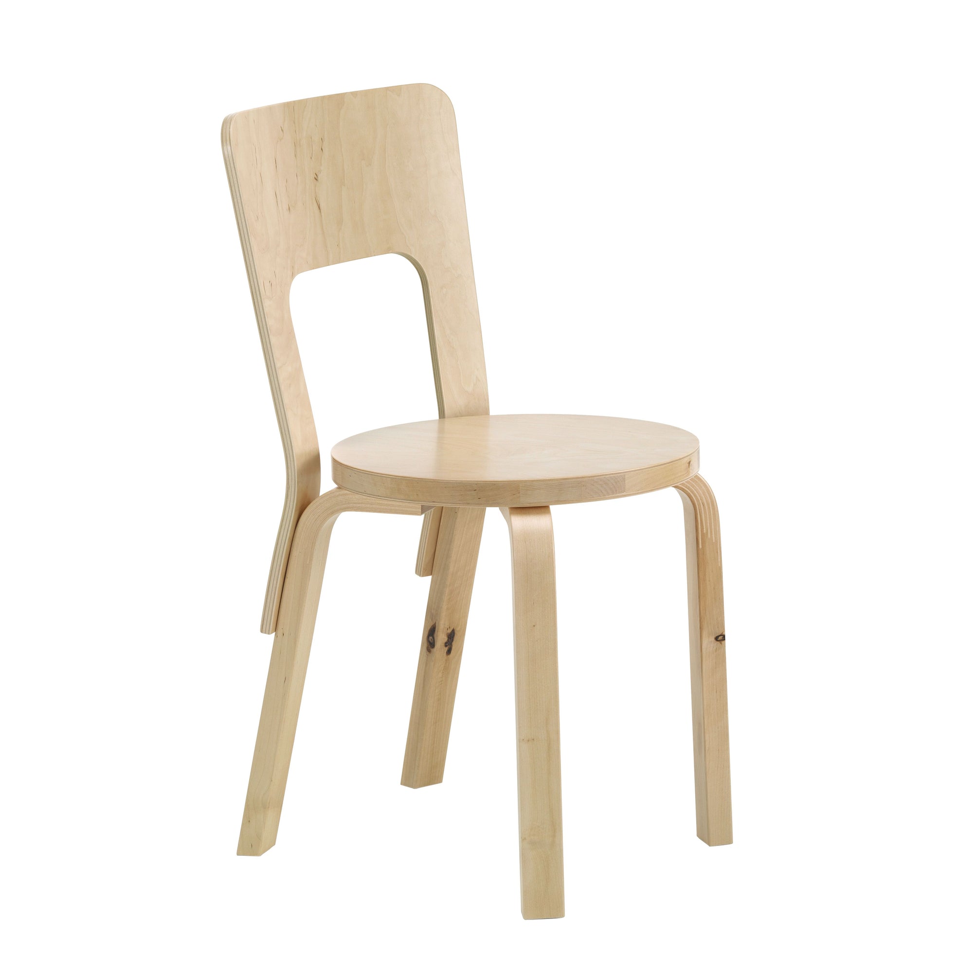 Chair 66 Side/Dining Artek Seat Birch Veneer / Legs and Backrest Natural Lacquered 