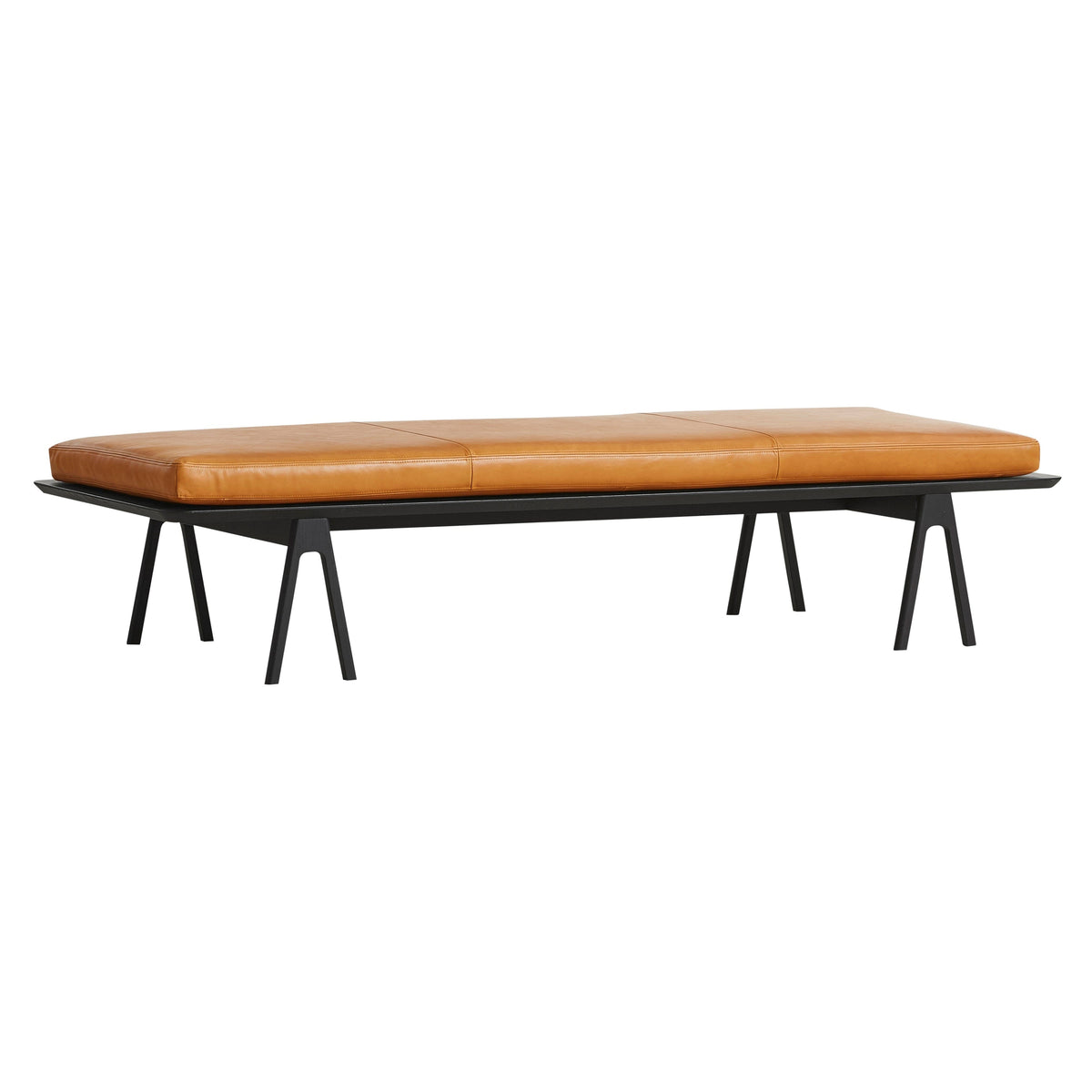 Level Daybed Beds Woud Black Painted Oak Without Pillow Cognac Leather