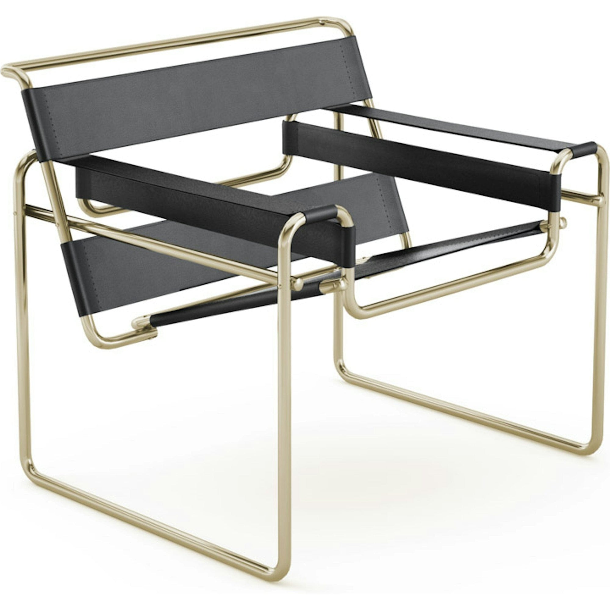 Wassily Chair - Gold lounge chair Knoll Belting Leather Black 