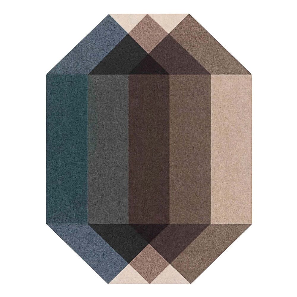 Diamond Rug Hand Tufted Rug Gan 5’7" x 7’3" Blue-Brown 
