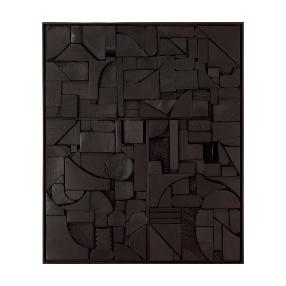 Bricks Wall Art Decor Ethnicraft Rectangular 23.5"W x 19.5" H Black