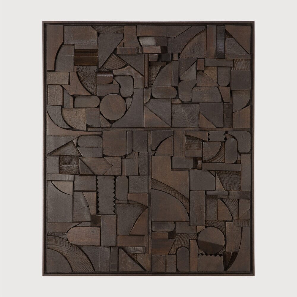 Bricks Wall Art Decor Ethnicraft Rectangular 23.5"W x 19.5" H Dark Brown