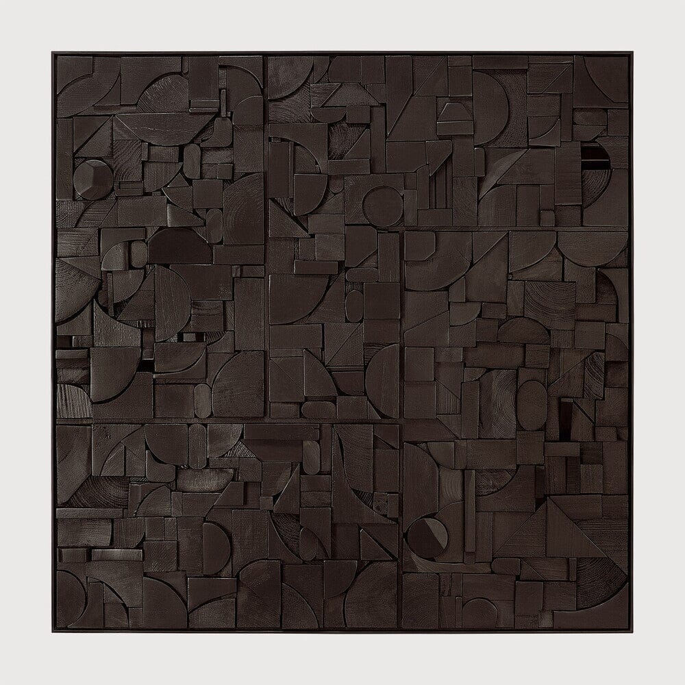 Bricks Wall Art Decor Ethnicraft Square 39.5"W x 39.5" H Black