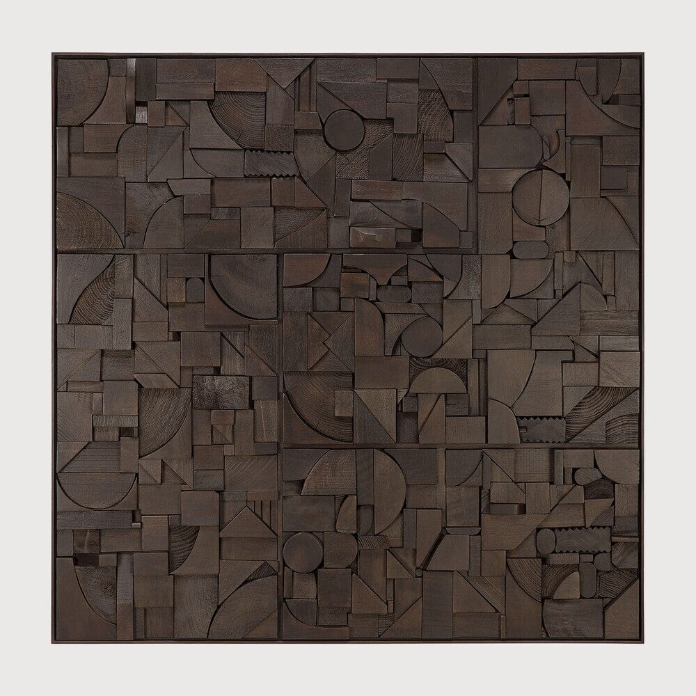 Bricks Wall Art Decor Ethnicraft Square 39.5"W x 39.5" H Dark Brown
