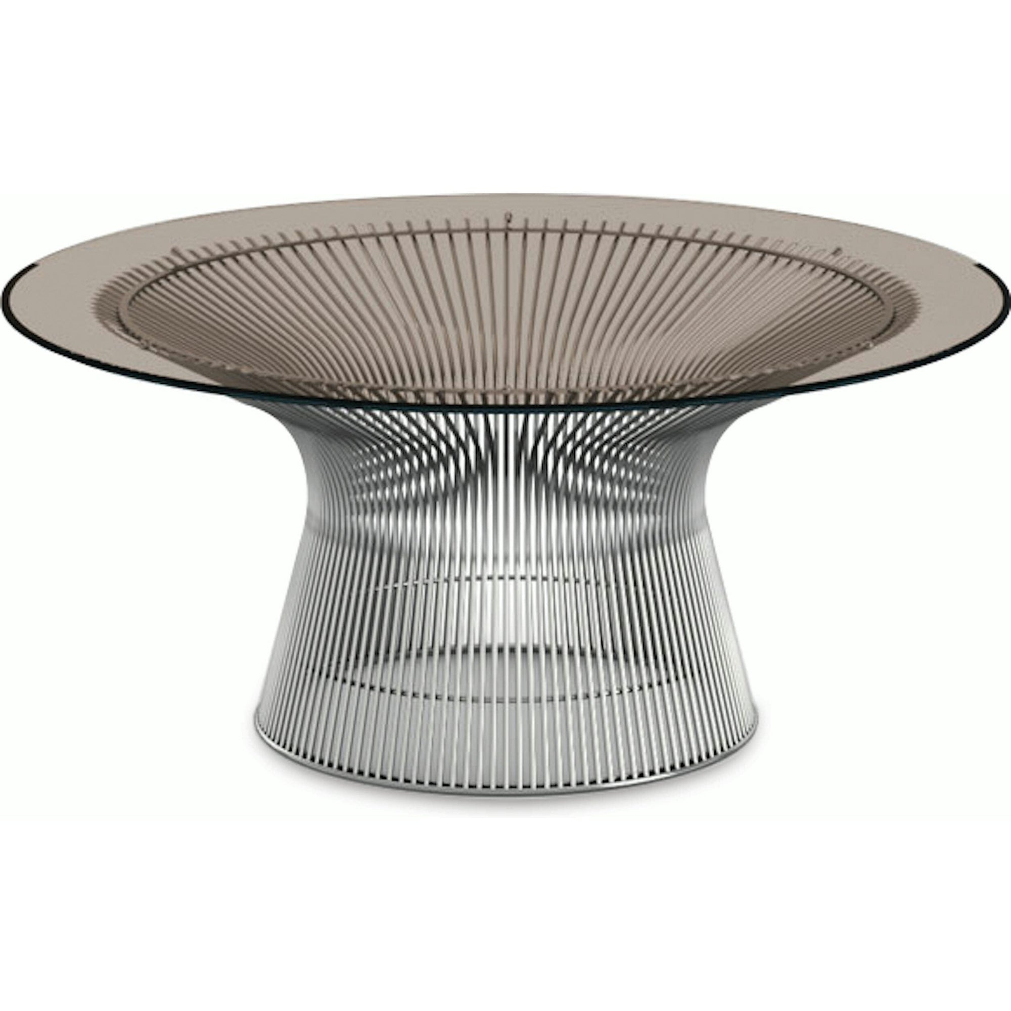 Platner Nickel 36" Coffee Table Coffee Tables Knoll Bronze Glass Top 