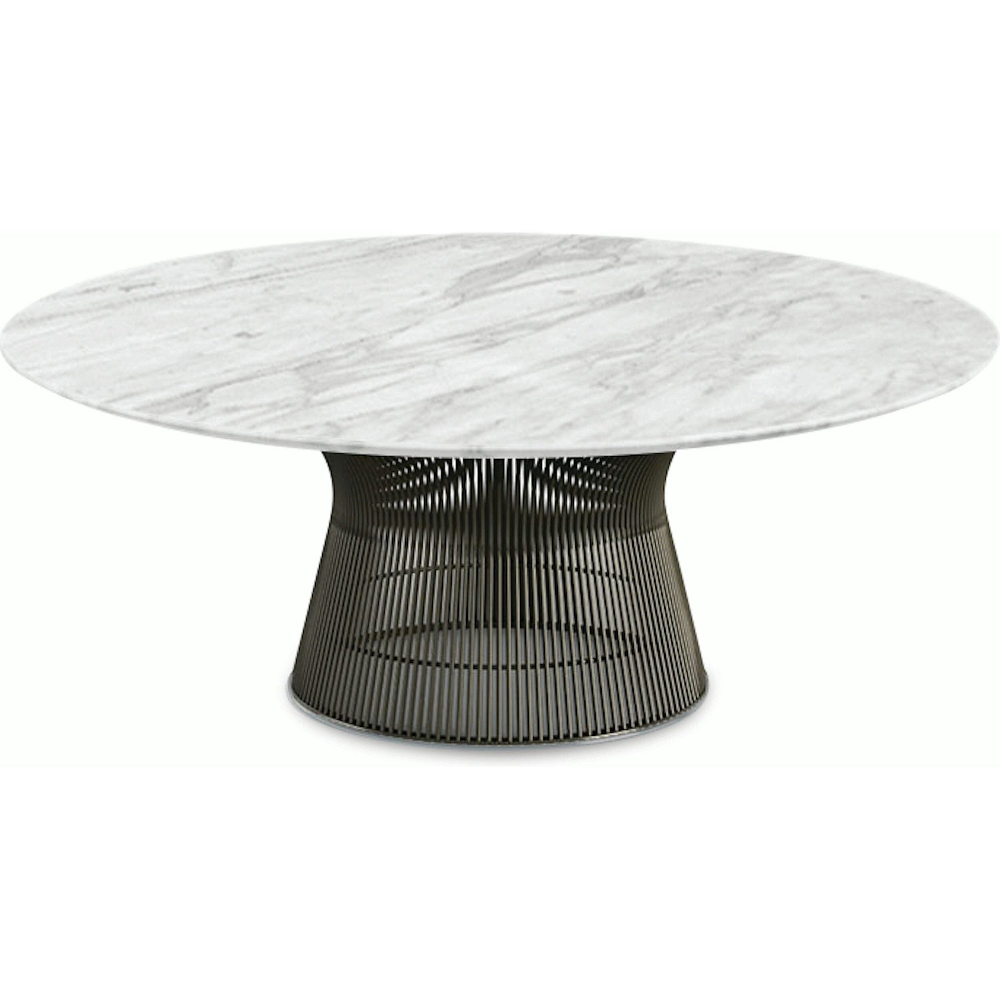Platner Bronze 42" Coffee Table Coffee Tables Knoll Polished Finish Carrara Marble Top: White-grey 