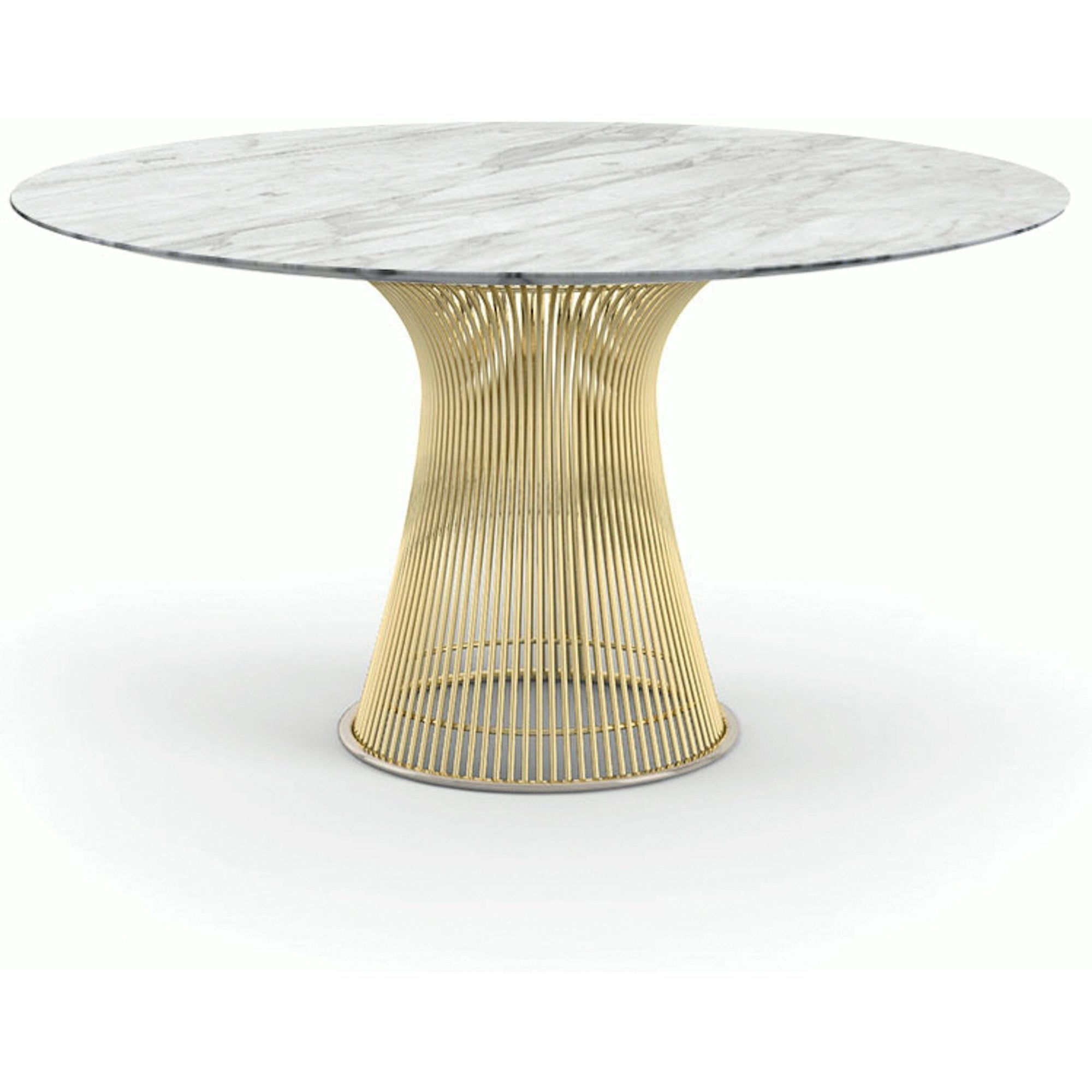 Platner Dining Table - 54 Inch Dining Tables Knoll 18K Gold Plated Carrara marble, Shiny finish 