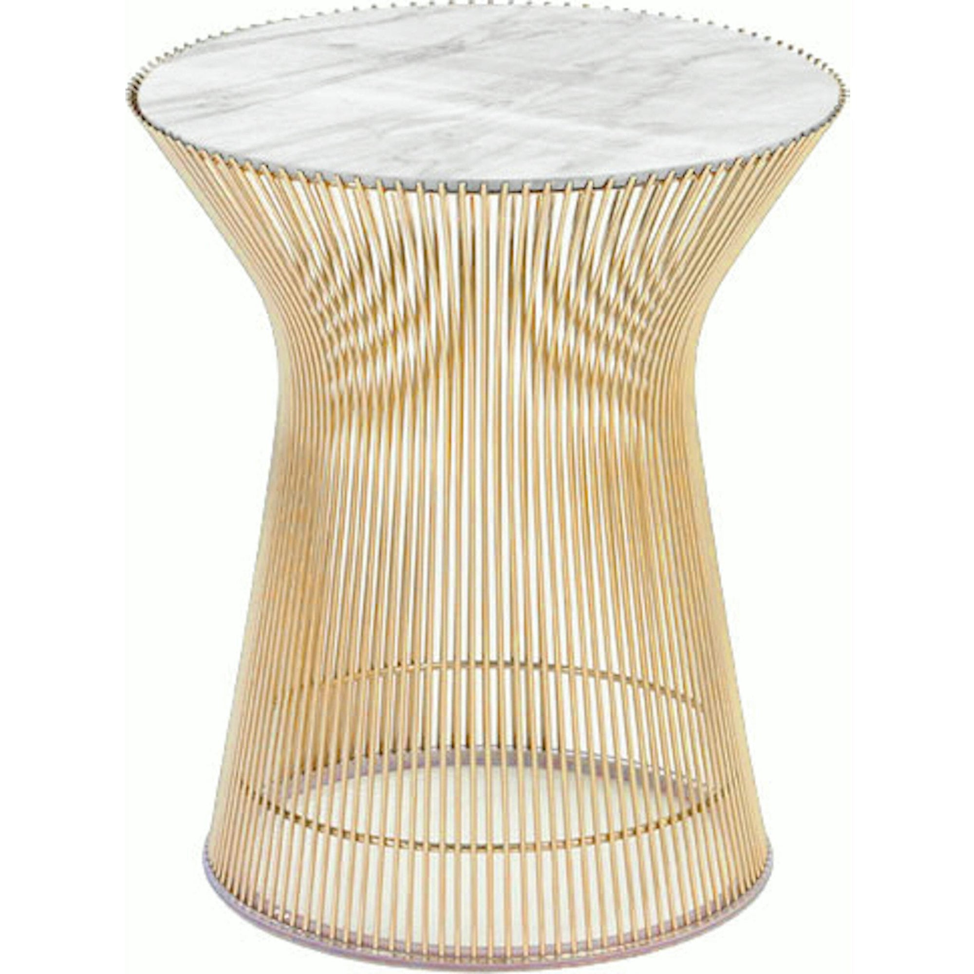 Platner Side Table - Gold side/end table Knoll 18K Gold plated Carrara marble, Shiny finish 