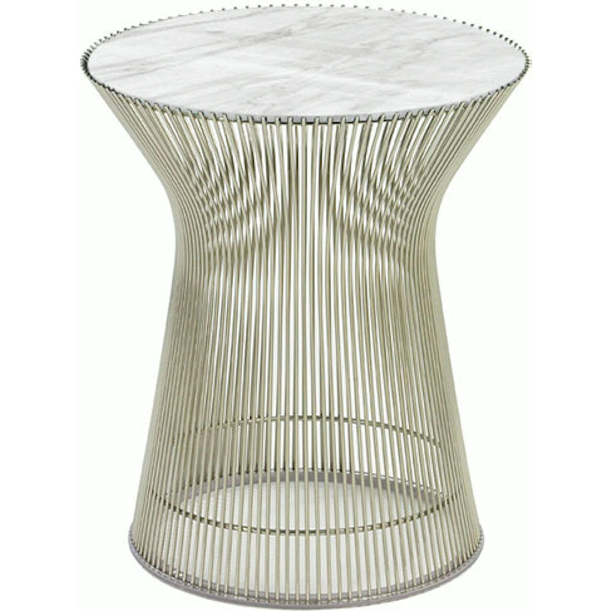 Platner Side Table side/end table Knoll Polished Nickel Carrara marble, Shiny finish 