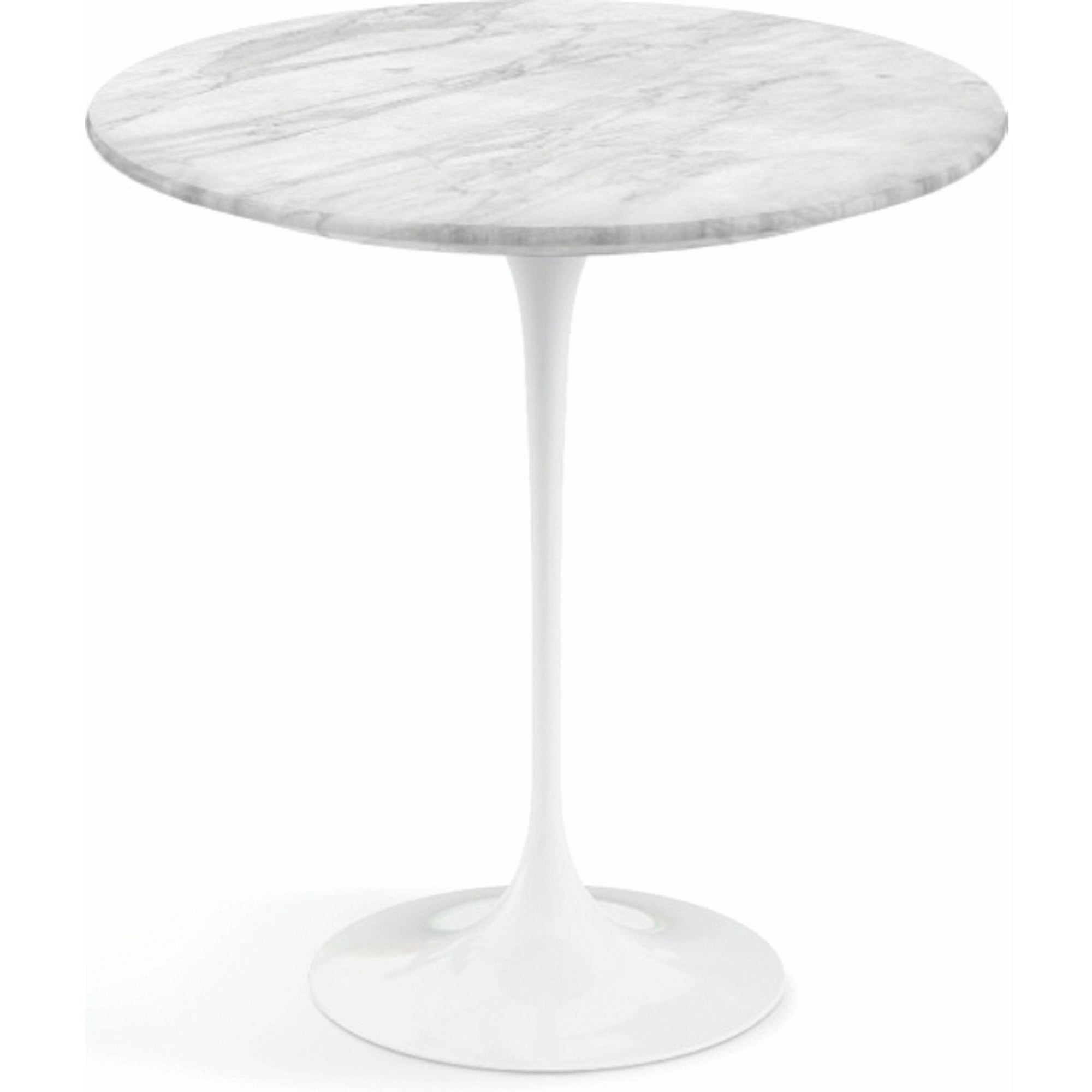Saarinen Side Table - 20” Round side/end table Knoll White Carrara marble, Satin finish 