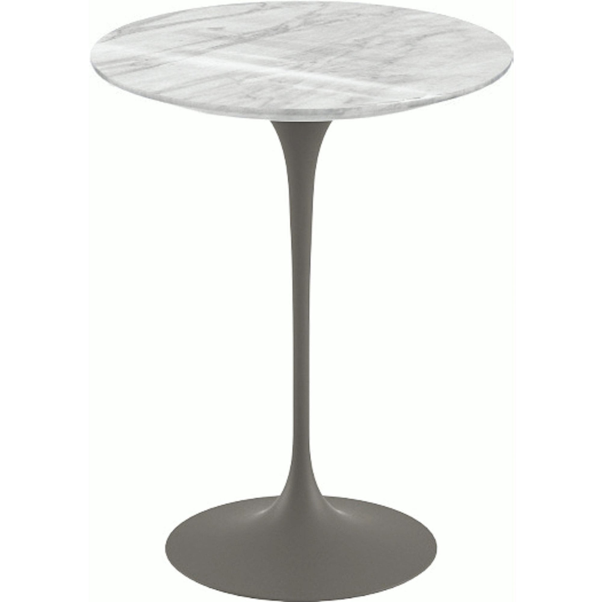 Saarinen Side Table - 16" Round side/end table Knoll Grey Carrara marble, Shiny finish 