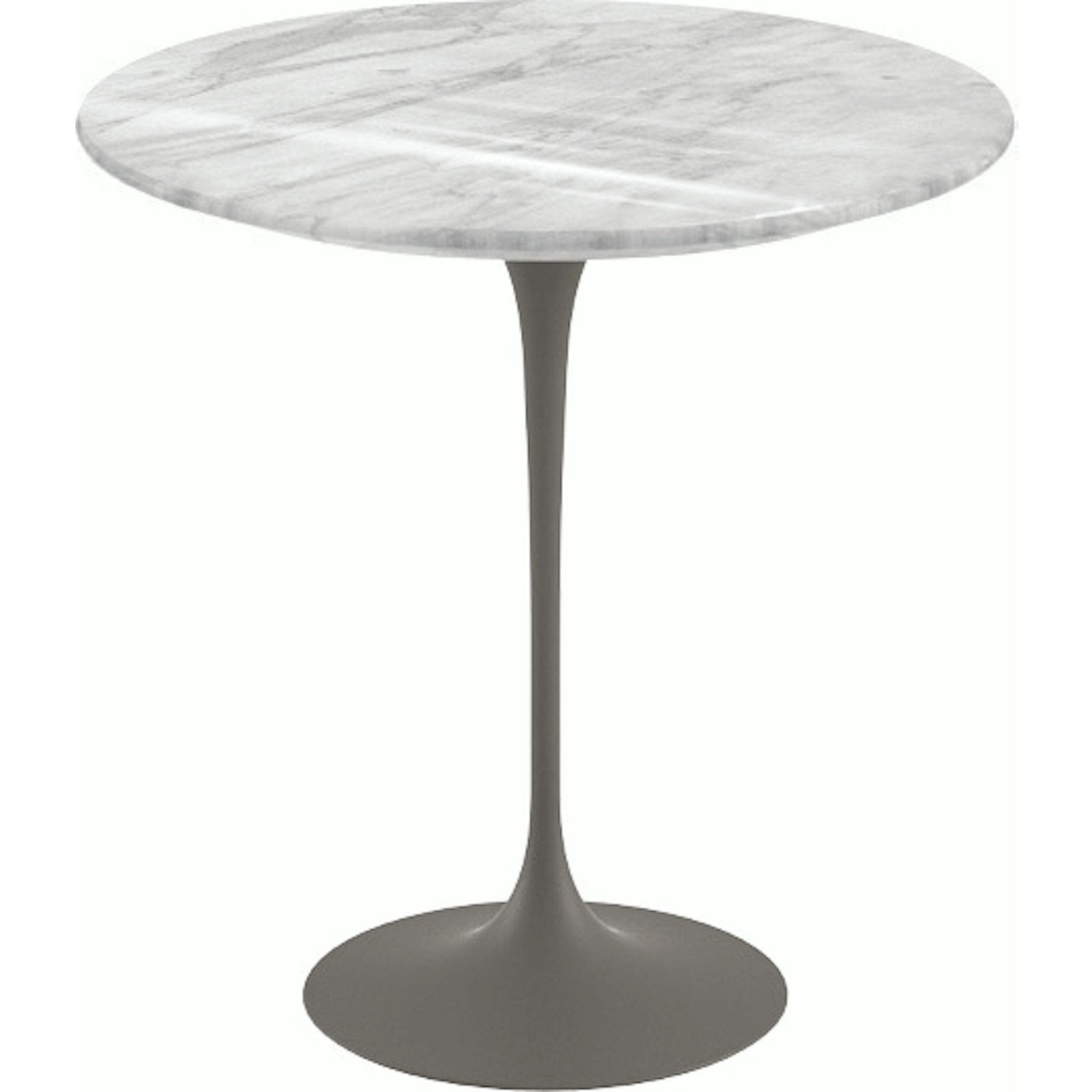 Saarinen Side Table - 20” Round side/end table Knoll Grey Carrara marble, Shiny finish 