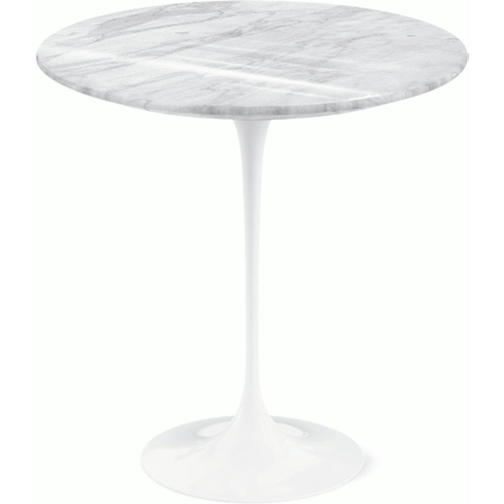 Saarinen Side Table - 20” Round side/end table Knoll White Carrara marble, Shiny finish 