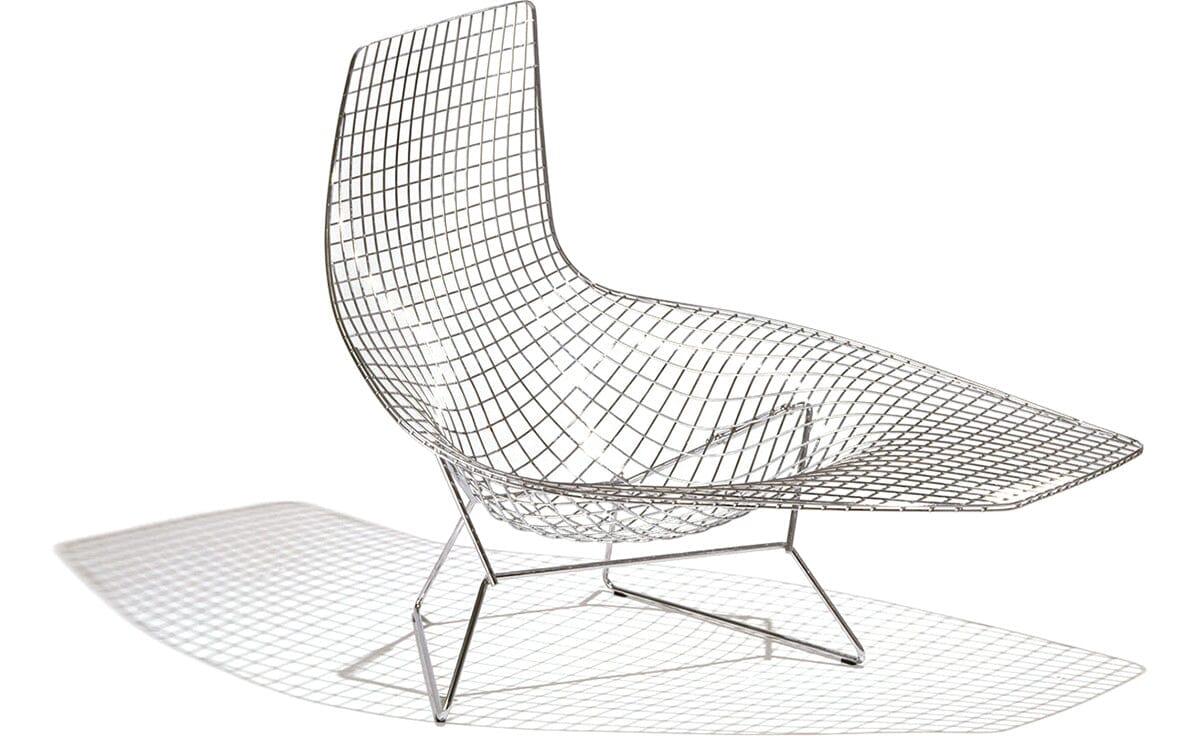 Bertoia Asymmetric Chaise lounge chair Knoll Chrome 