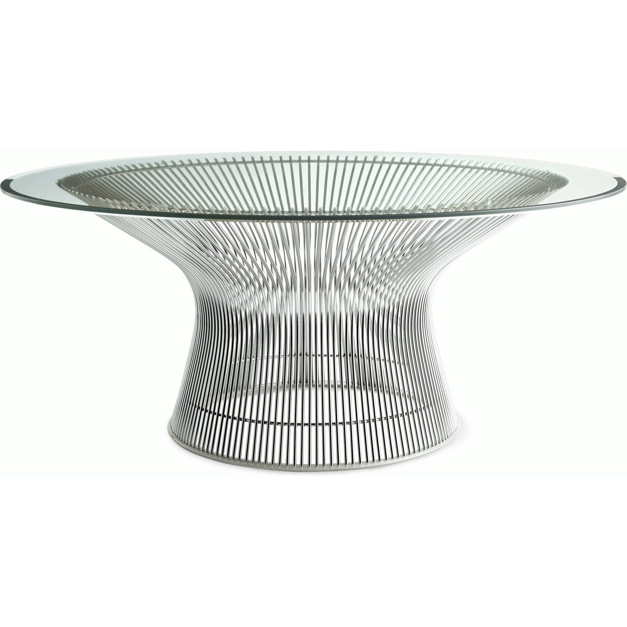 Platner Nickel 36" Coffee Table Coffee Tables Knoll Clear Glass Top 