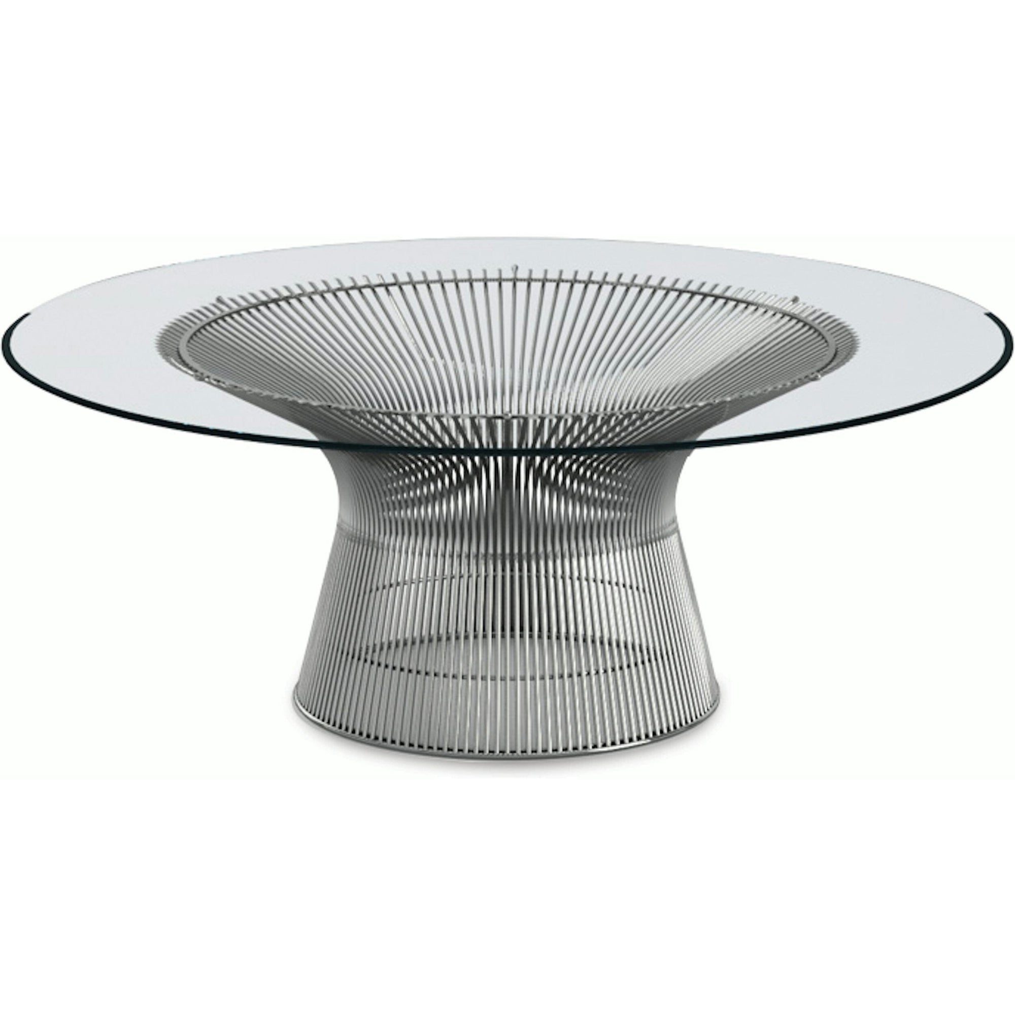 Platner Nickel 42" Coffee Table Coffee Tables Knoll Clear Glass 