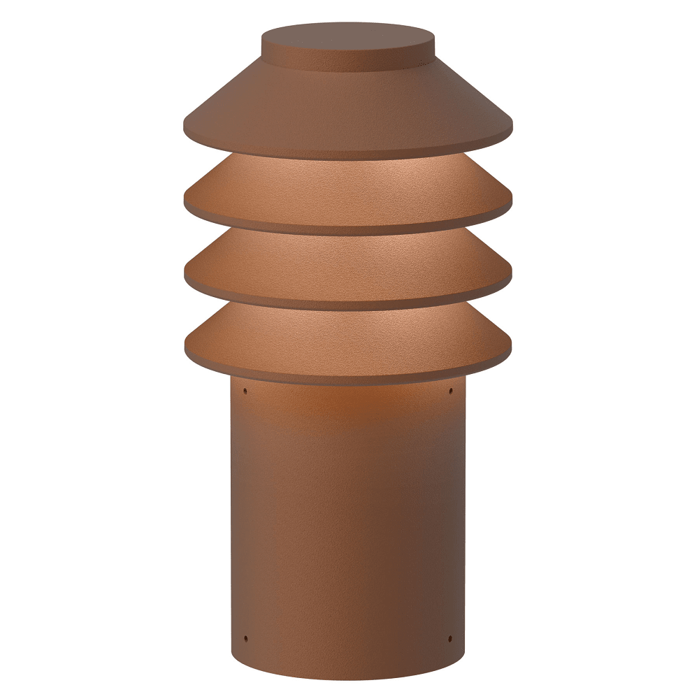 Bysted Garden LED Short Bollard Outdoor Lighting Louis Poulsen Corten Base 2700K