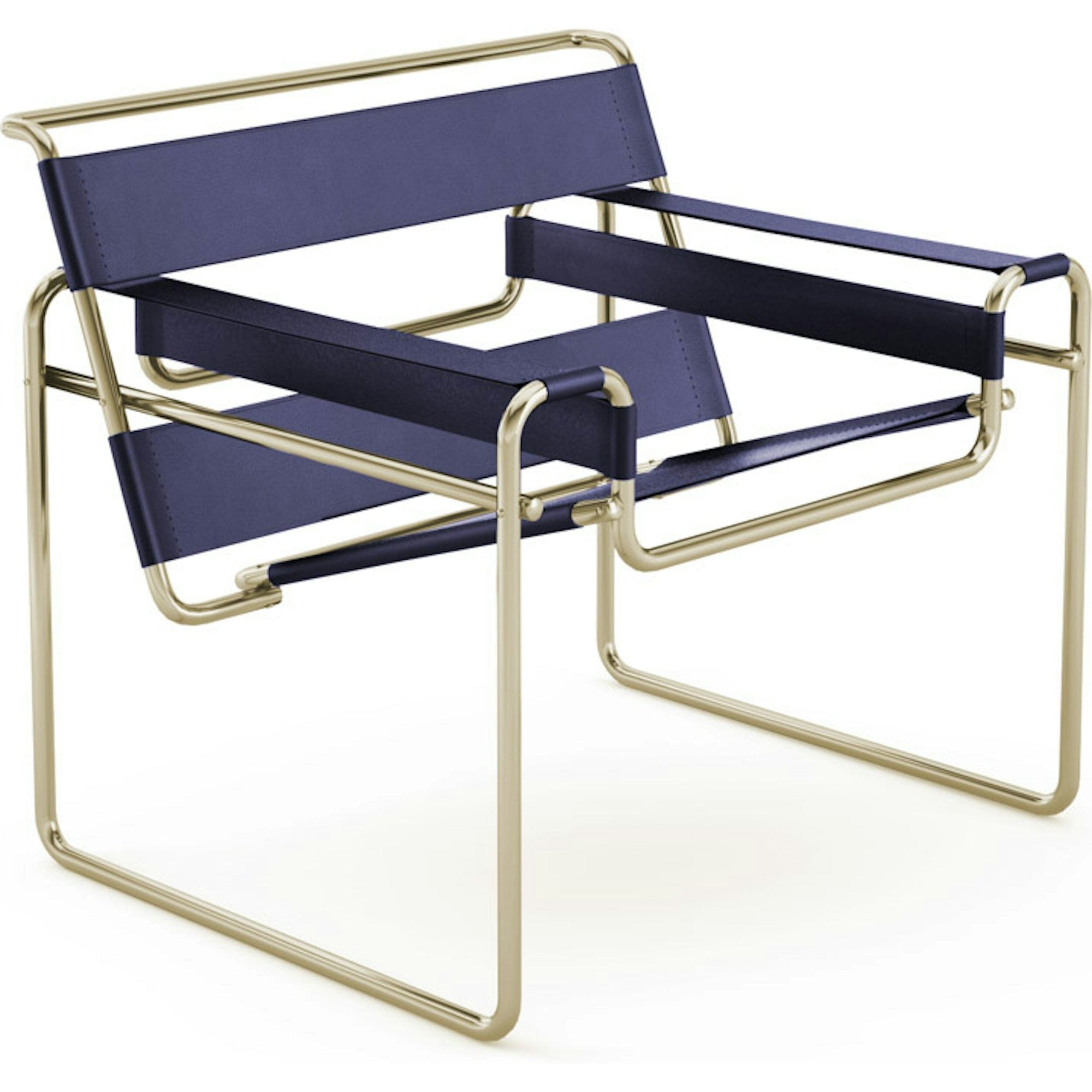 Wassily Chair - Gold lounge chair Knoll Belting Leather Deep Purple 