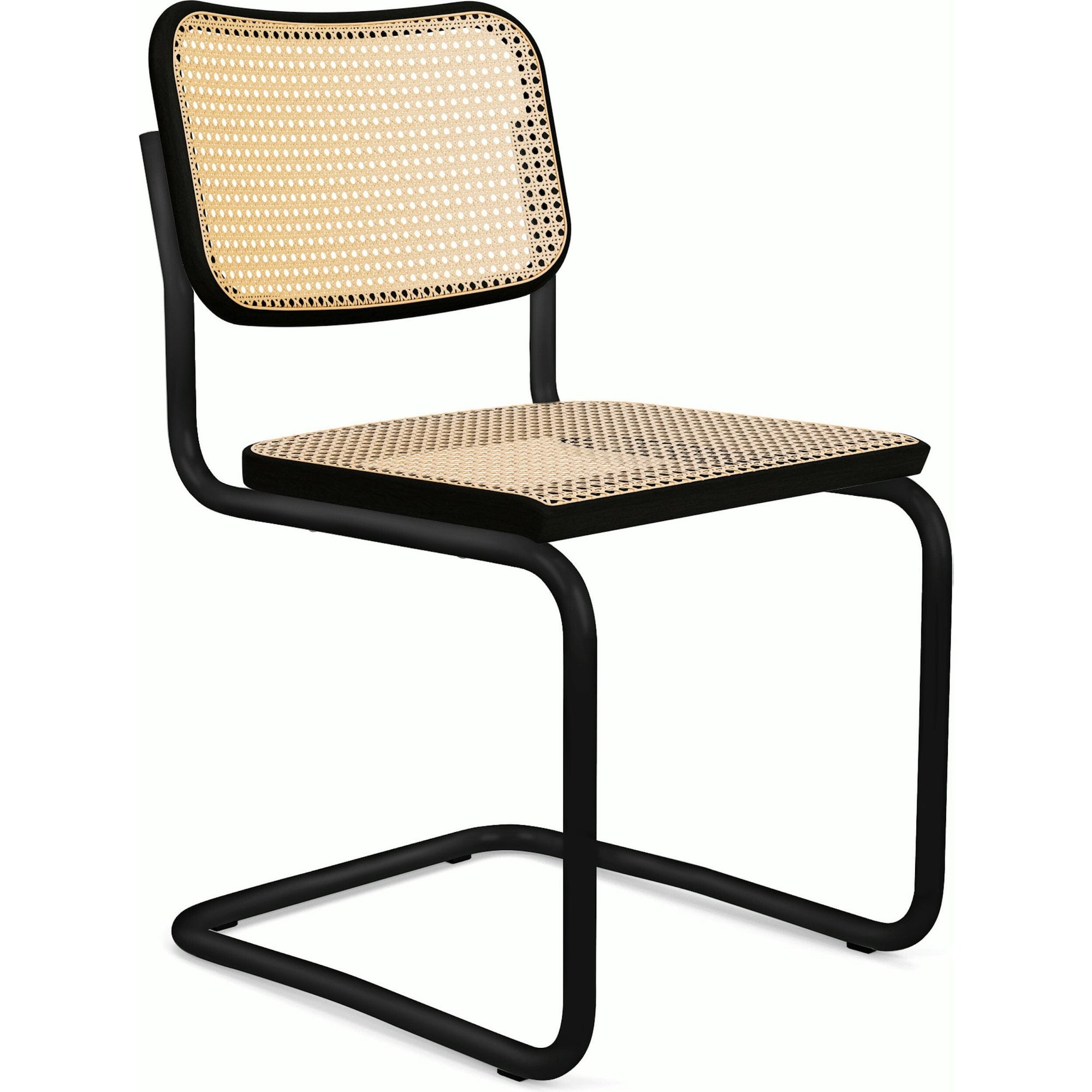 Cesca Cane Chair Side/Dining Knoll Armless Ebonized Beech Black