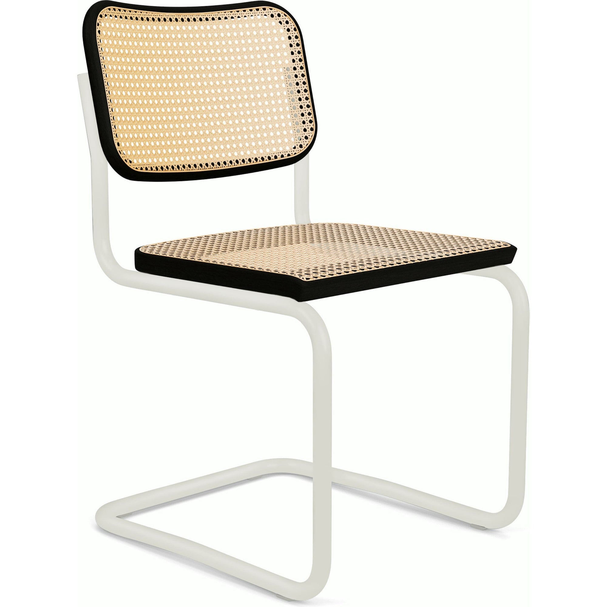 Cesca Cane Chair Side/Dining Knoll Armless Ebonized Beech White