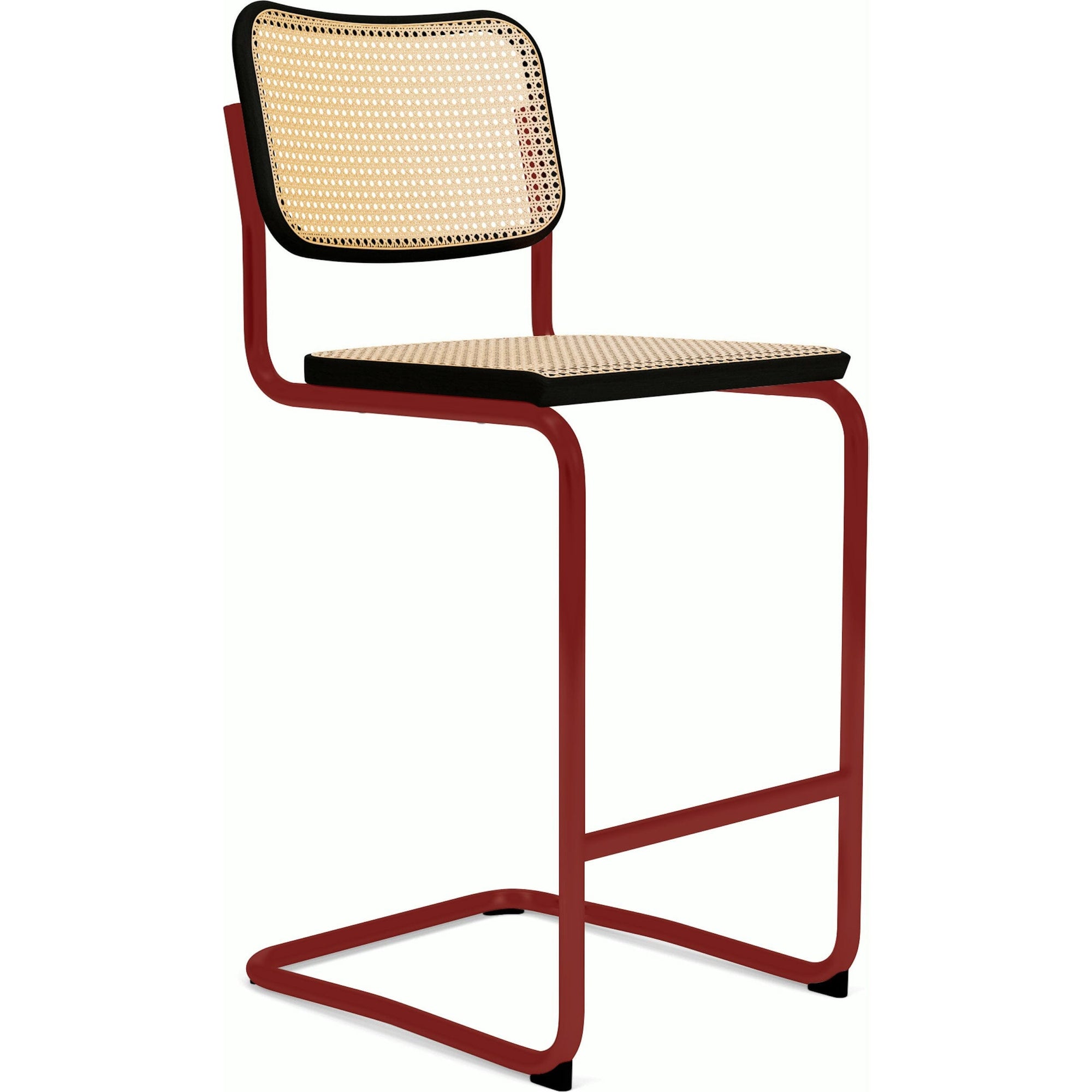Cesca Stool–Cane Seat & Back Stools Knoll Bar Height Ebonized Beech Red
