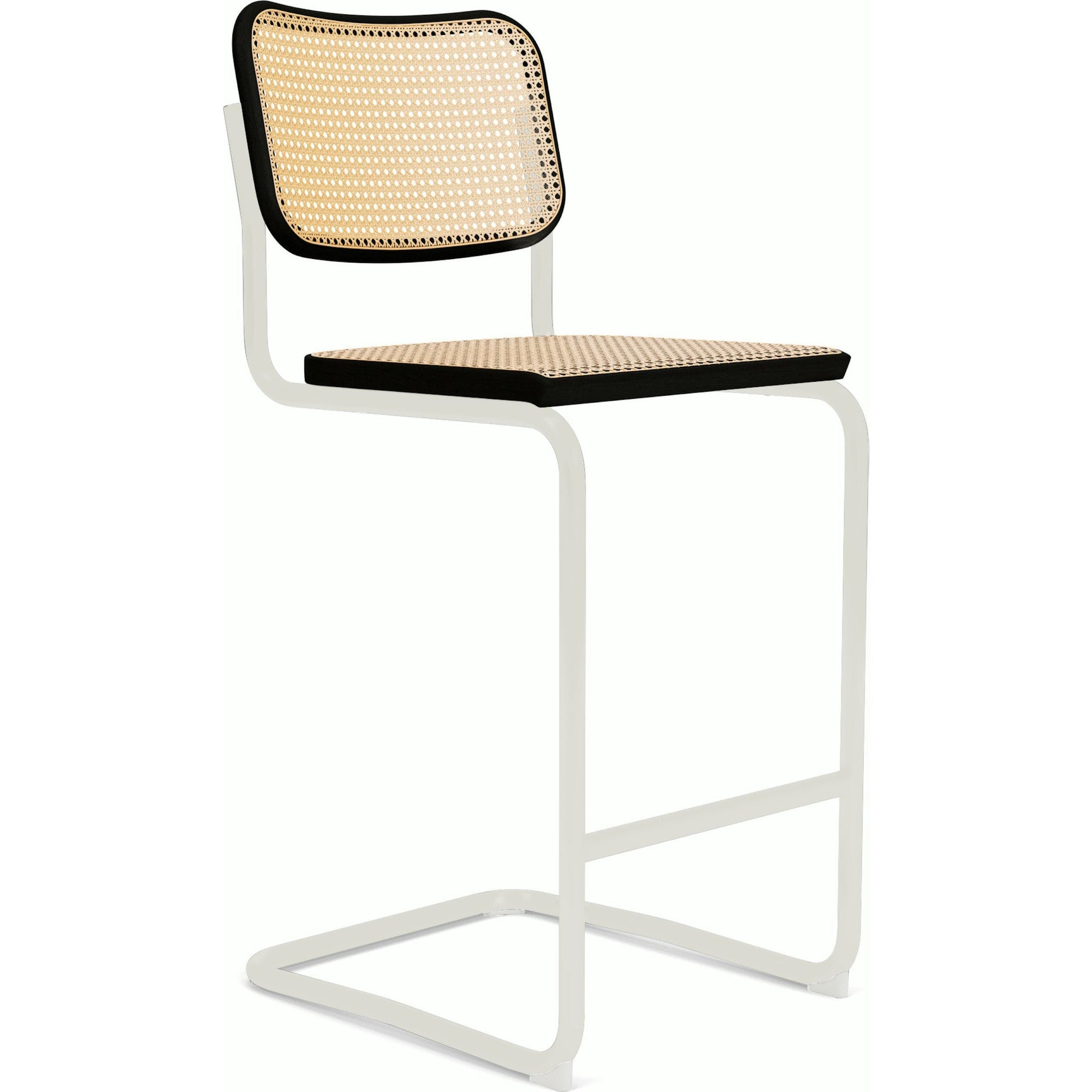 Cesca Stool–Cane Seat & Back Stools Knoll Bar Height Ebonized Beech White