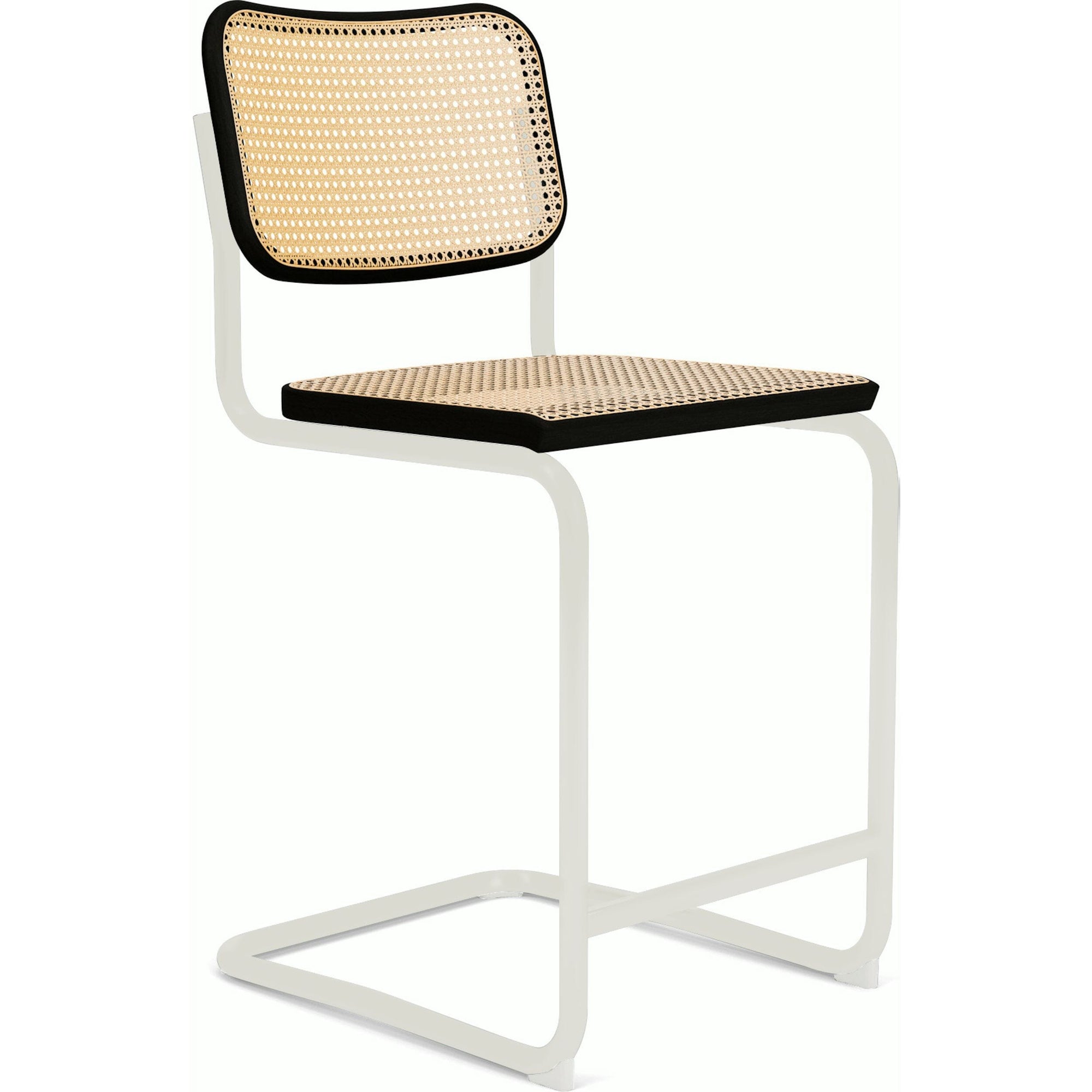 Cesca Stool–Cane Seat & Back Stools Knoll Counter Height Ebonized Beech White