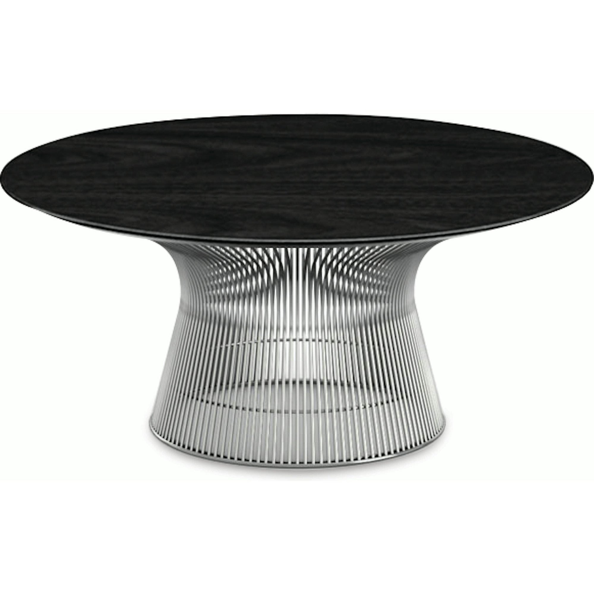 Platner Nickel 36" Coffee Table Coffee Tables Knoll Veneer Ebonized Walnut Top 