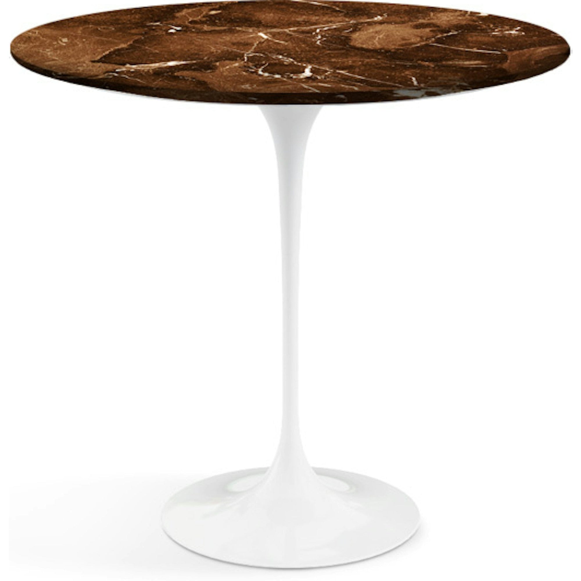 Saarinen Side Table - 22” Oval side/end table Knoll White Espresso marble, Satin finish 