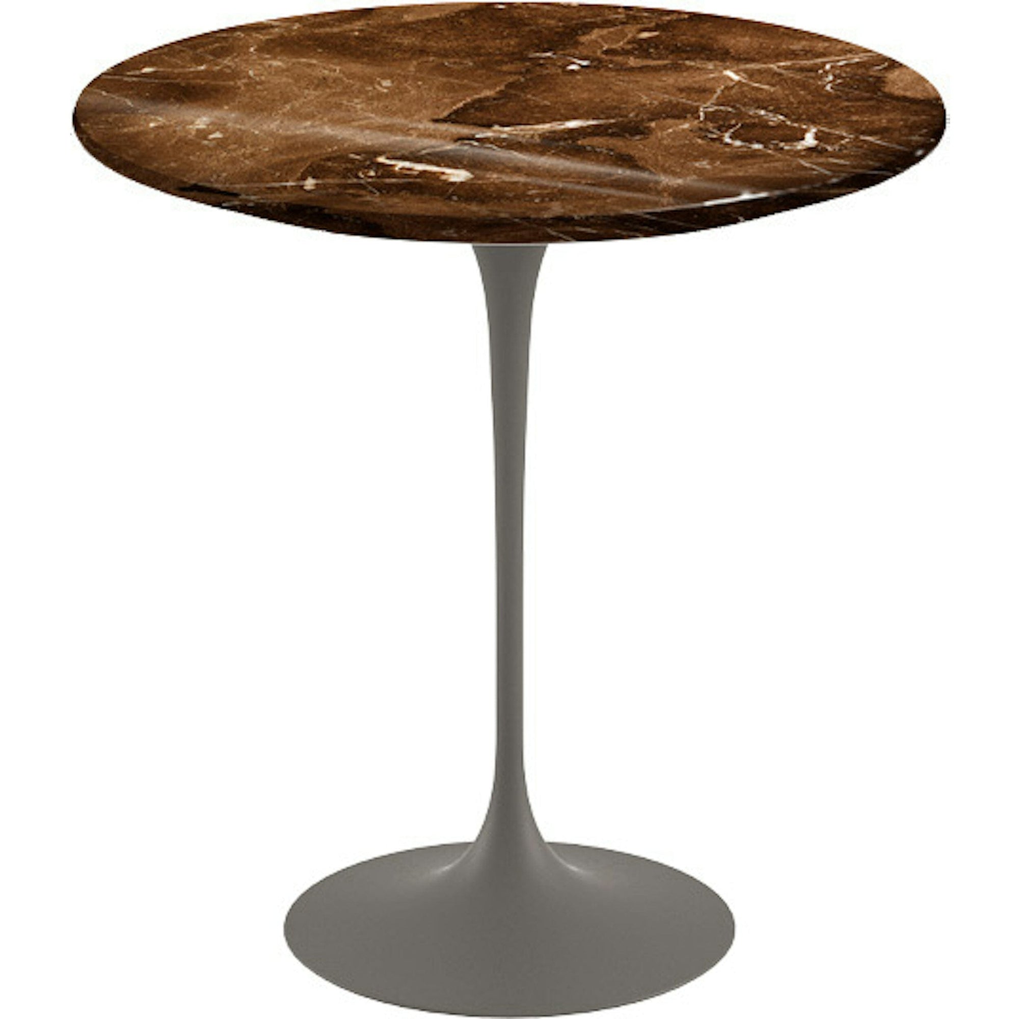 Saarinen Side Table - 20” Round side/end table Knoll Grey Espresso marble, Shiny finish 