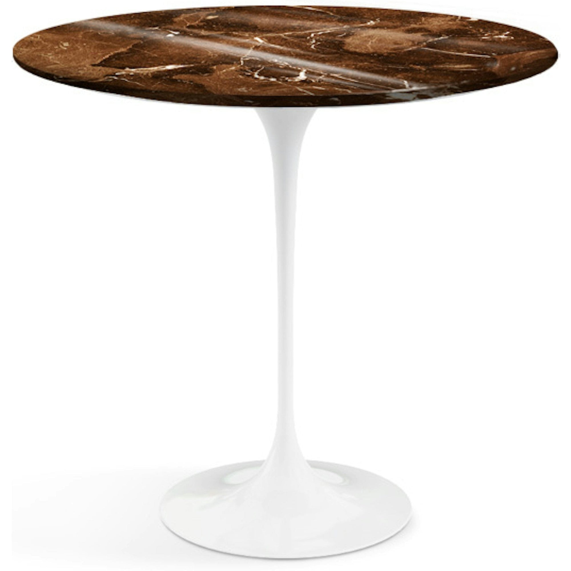 Saarinen Side Table - 22” Oval side/end table Knoll White Espresso marble, Shiny finish 