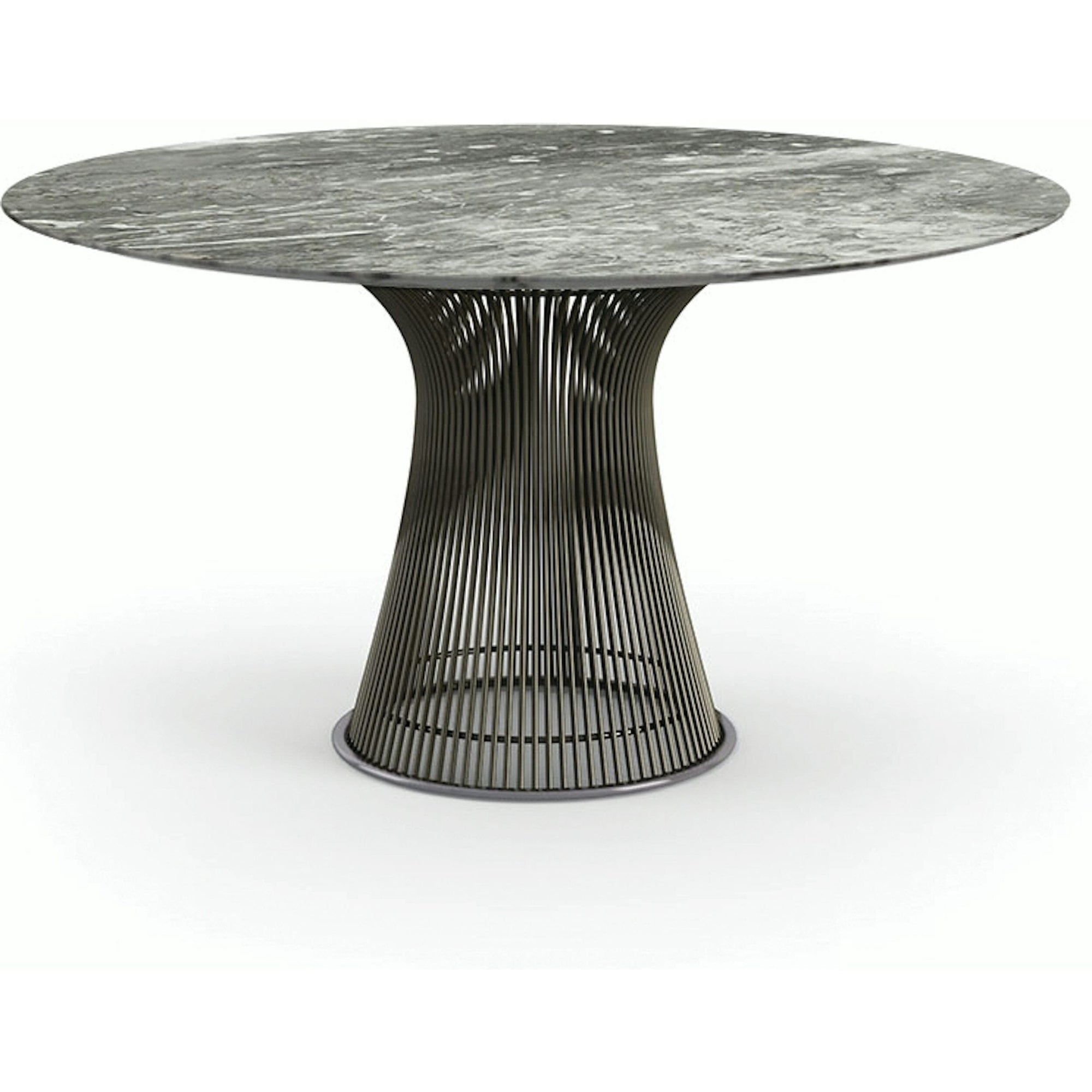Platner Dining Table - 54 Inch Dining Tables Knoll Metallic Bronze Grey marble, Shiny finish 