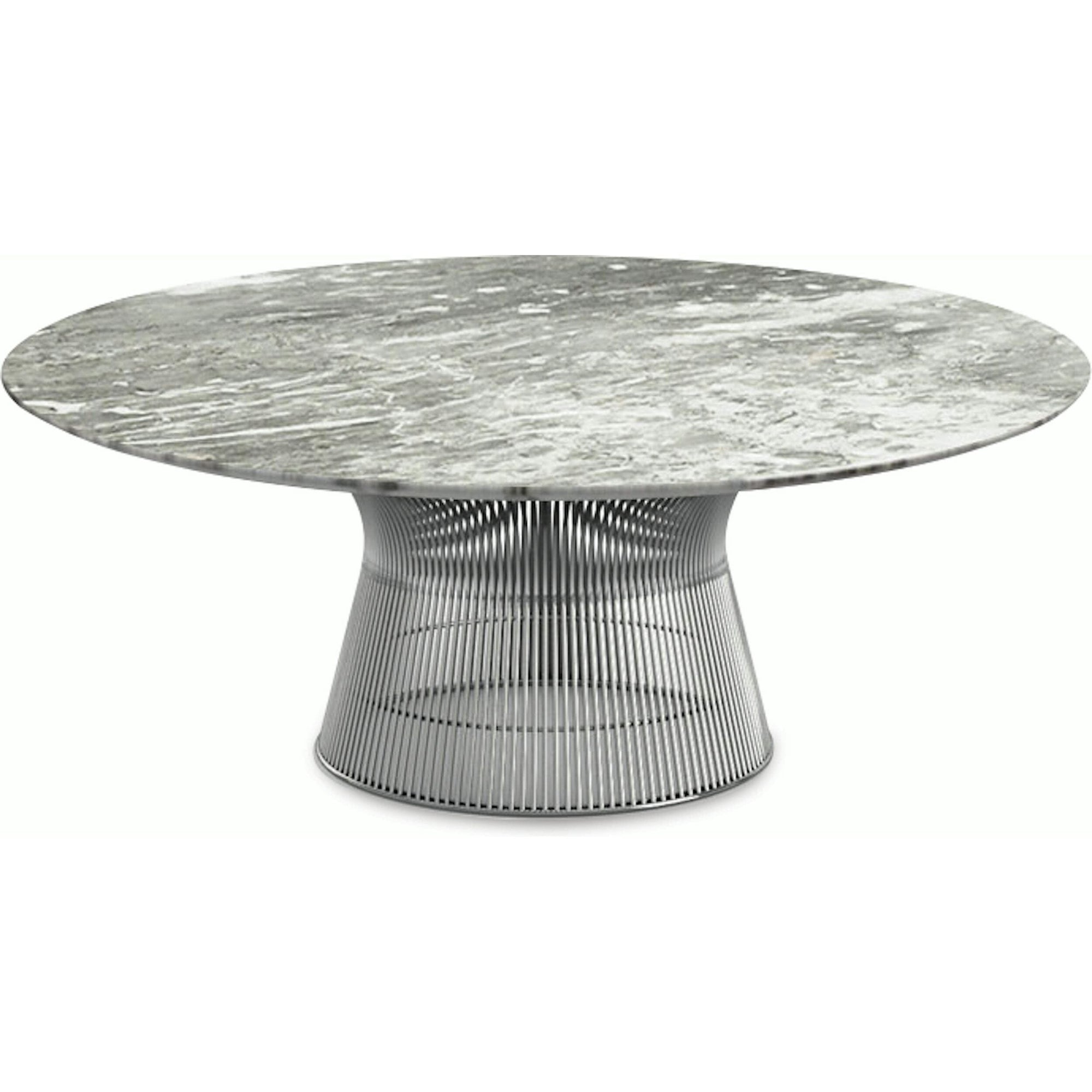 Platner Nickel 42" Coffee Table Coffee Tables Knoll Polished Finish Grey Marble Top: Light grey 