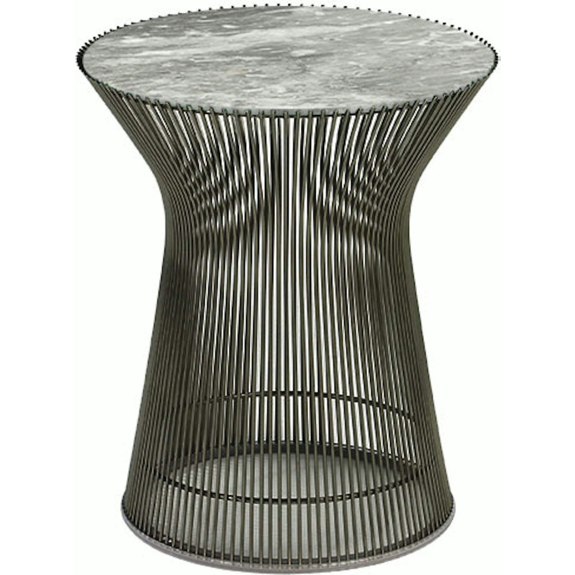 Platner Side Table side/end table Knoll Metallic Bronze Grey marble, Satin finish 