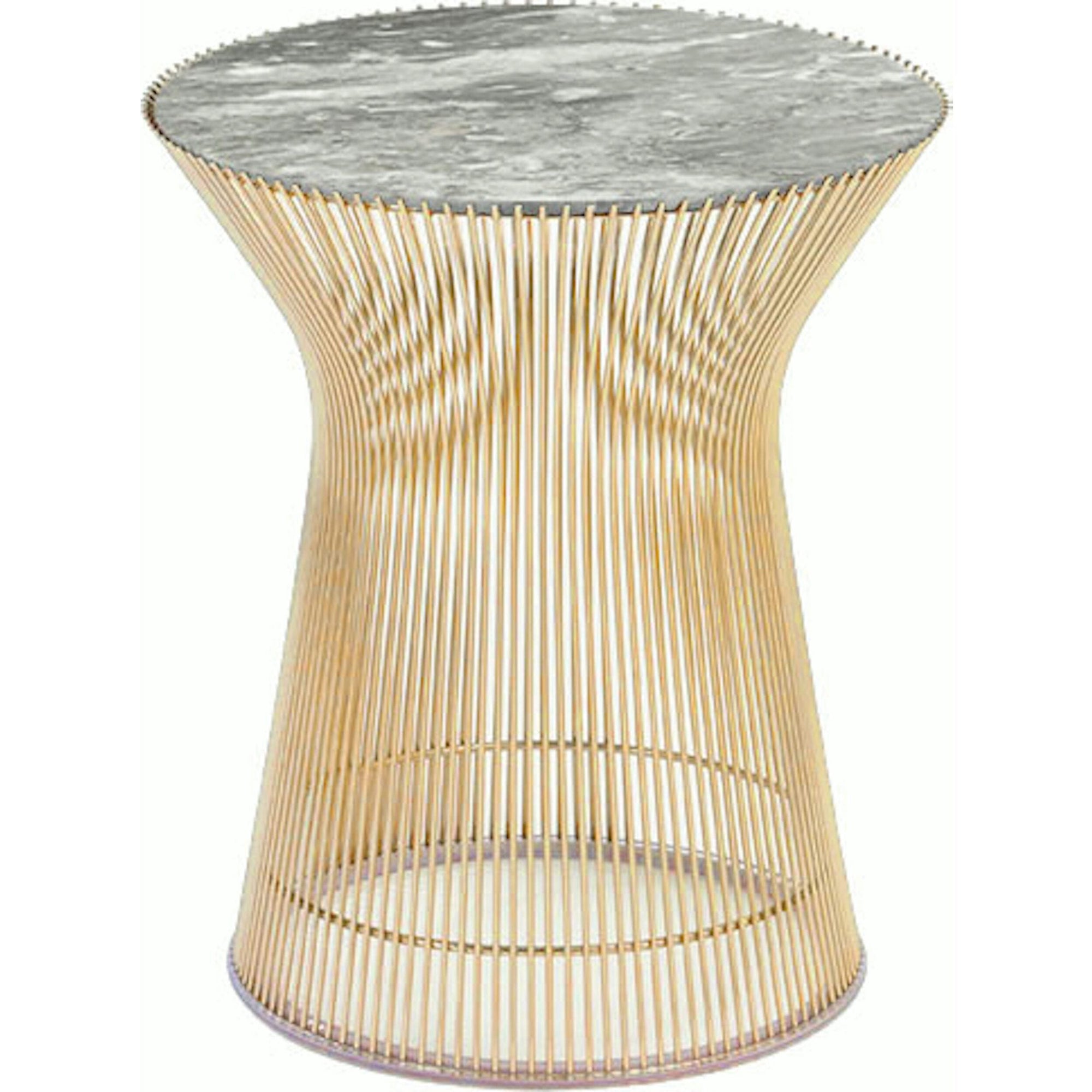 Platner Side Table - Gold side/end table Knoll 18K Gold plated Grey marble, Satin finish 