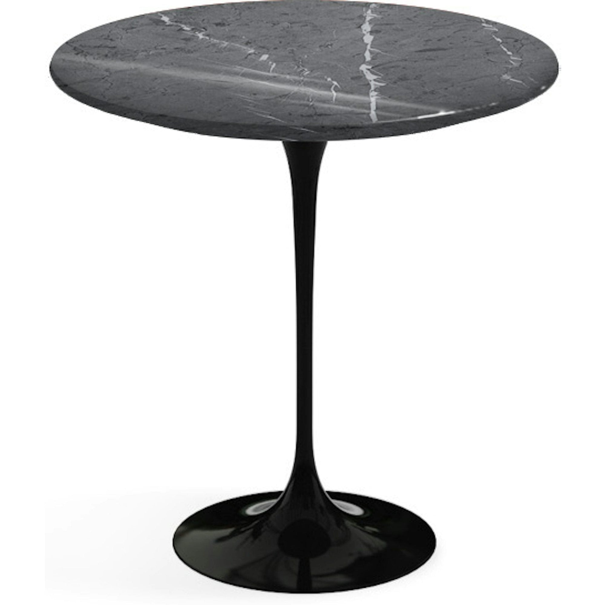 Saarinen Side Table - 20” Round side/end table Knoll Black Grigio Marquina marble, Shiny finish 