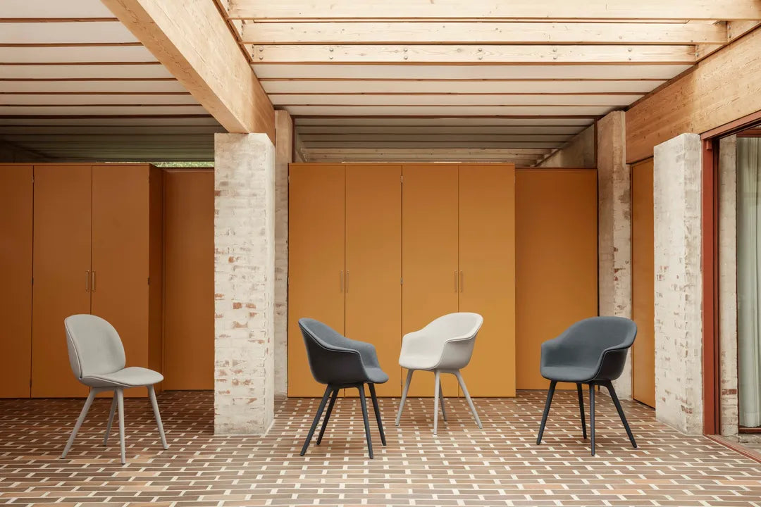 Bat Conic Base Dining Chair - Front Upholstered Chairs Gubi 