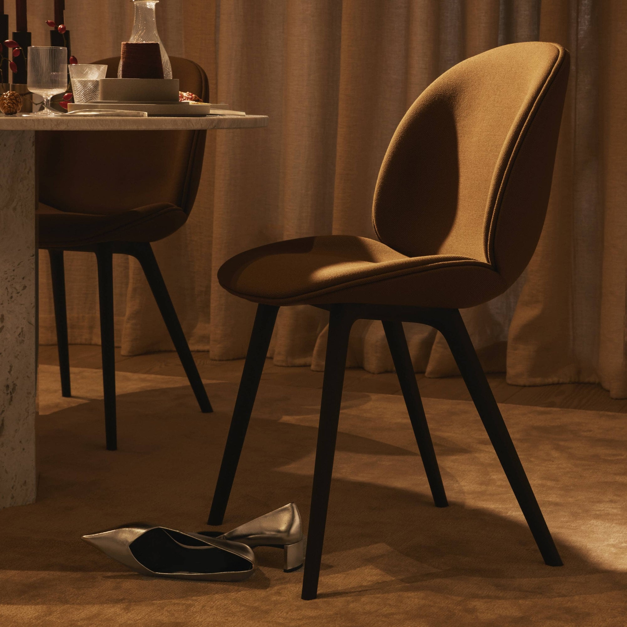 Beetle Black Plastic Base Dining Chair - Fully Upholstered Chairs Gubi 